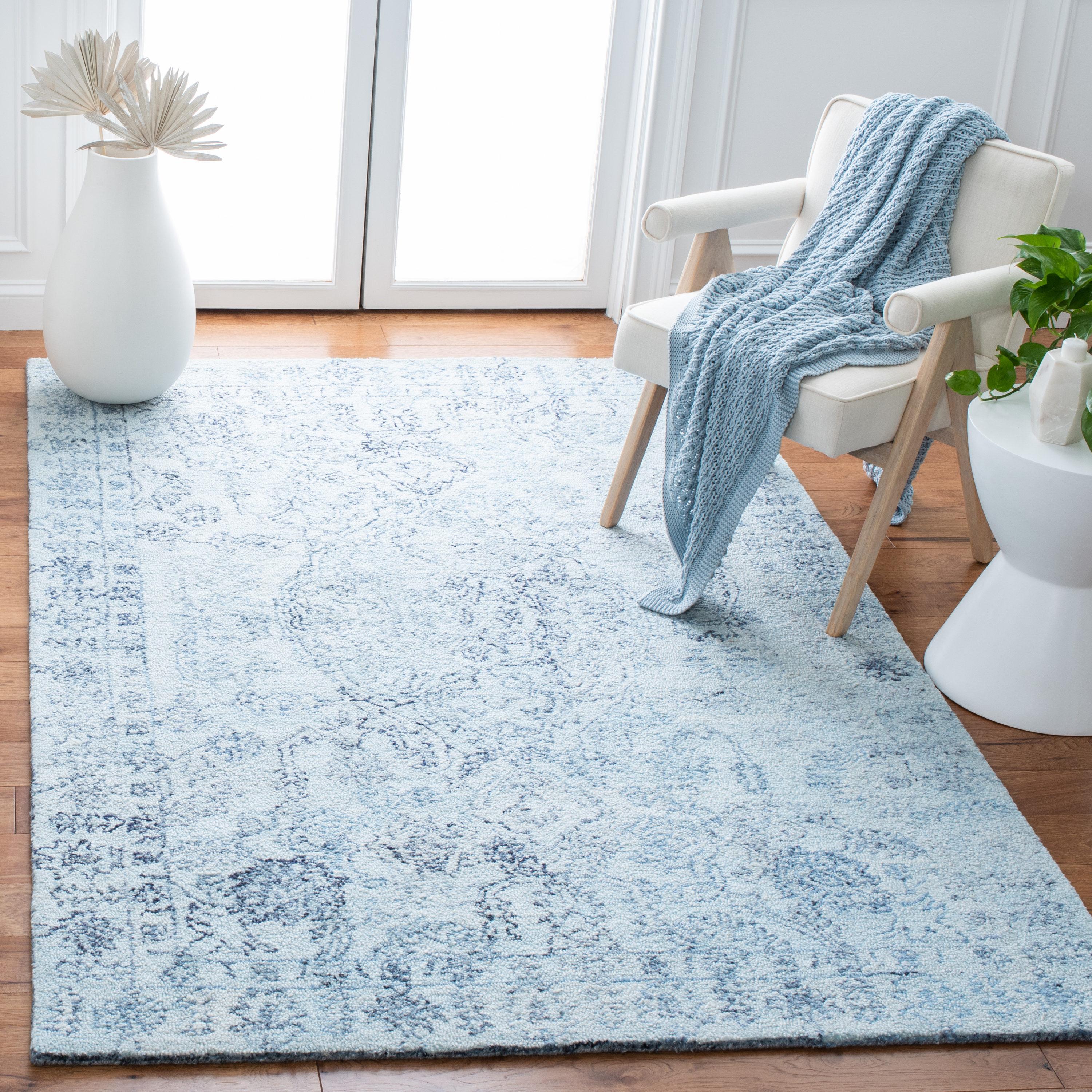 Marquee MRQ112 Hand Tufted Indoor Area Rug - Light Blue/Navy - 6'x6' - Safavieh