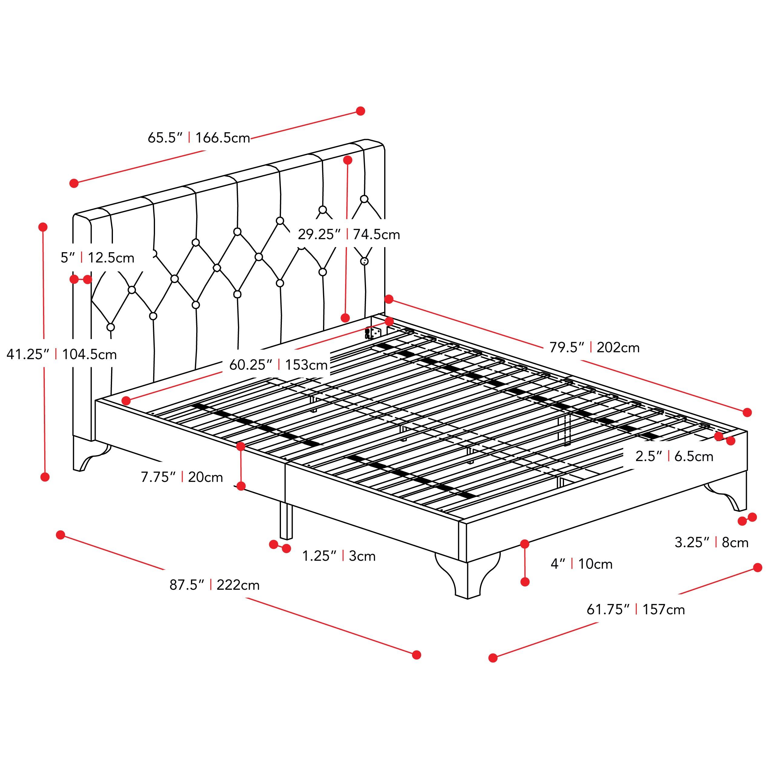 CorLiving Nova Ridge Blue Fabric Queen Size Platform Bed Frame with Headboard