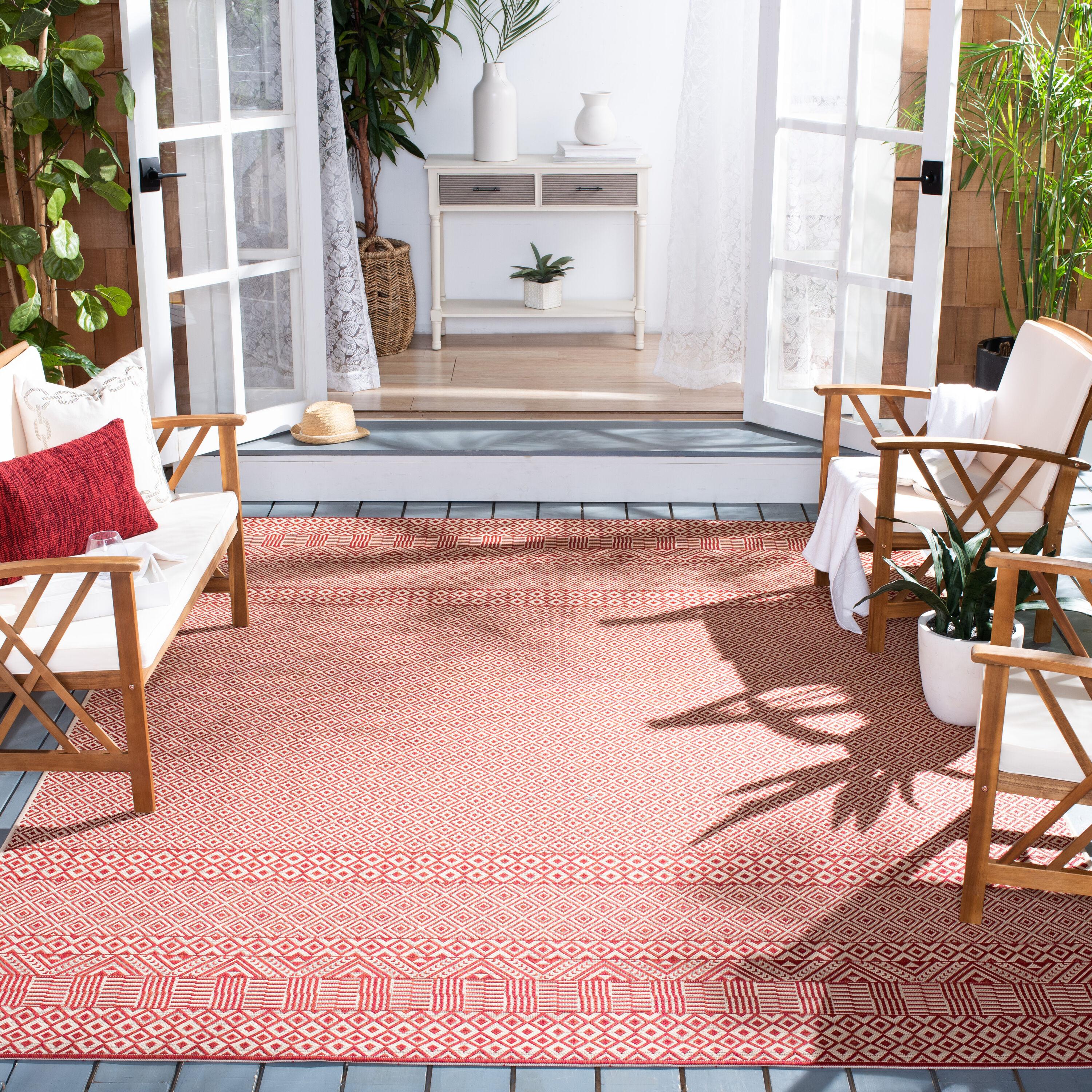 Courtyard CY6235 Power Loomed Indoor and Outdoor Accent Rug - Beige/Red - 2'x3'7" - Safavieh