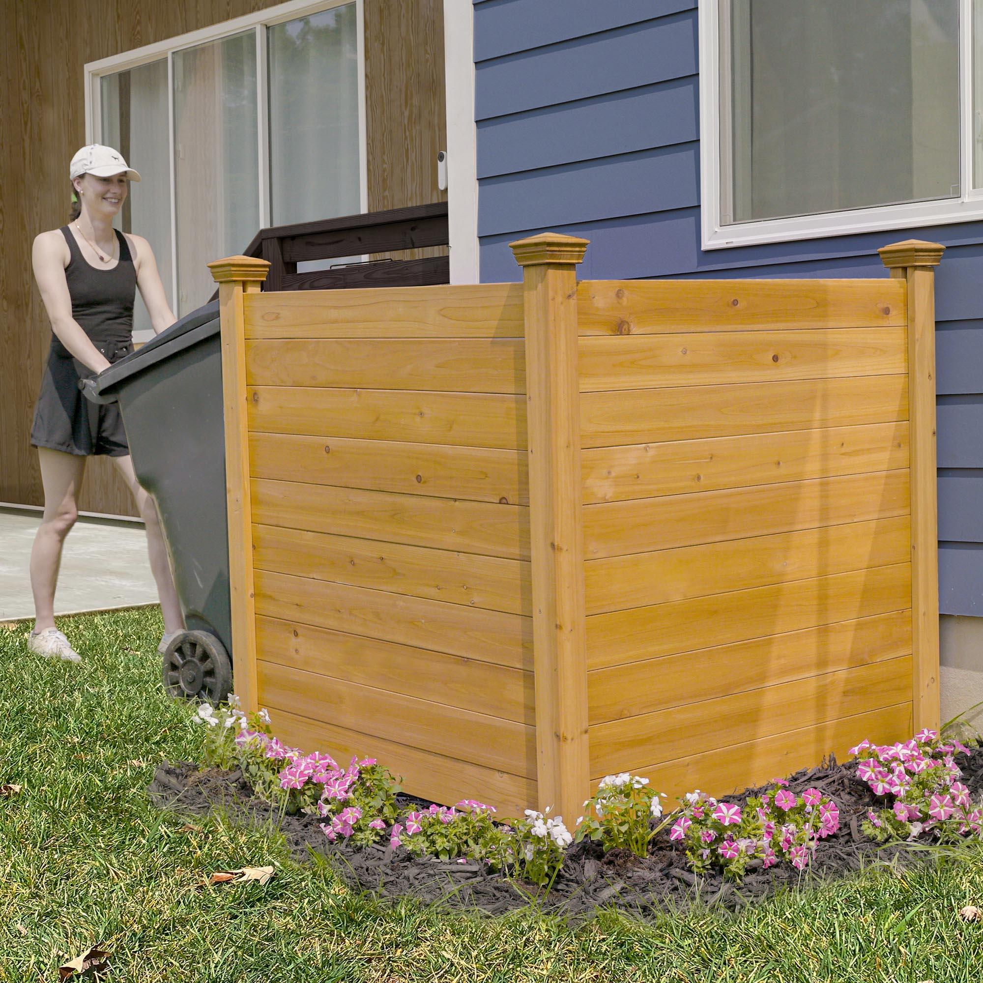4ft H x 4ft W (2 Panels) No Dig Enclo Premium Wood Privacy Screen, Ideal Outdoor Privacy Wall, Pool Equipment Enclosure, Cedar Privacy Fence, Trash Can Enclosures, Air Conditioner Fence, EC18029
