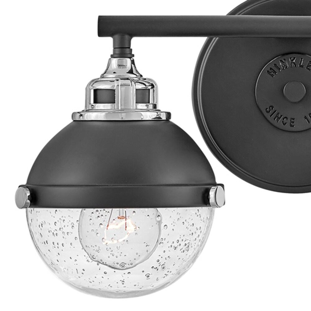 Fletcher Black Chrome 2-Light Outdoor Vanity Sconce with Clear Seedy Glass
