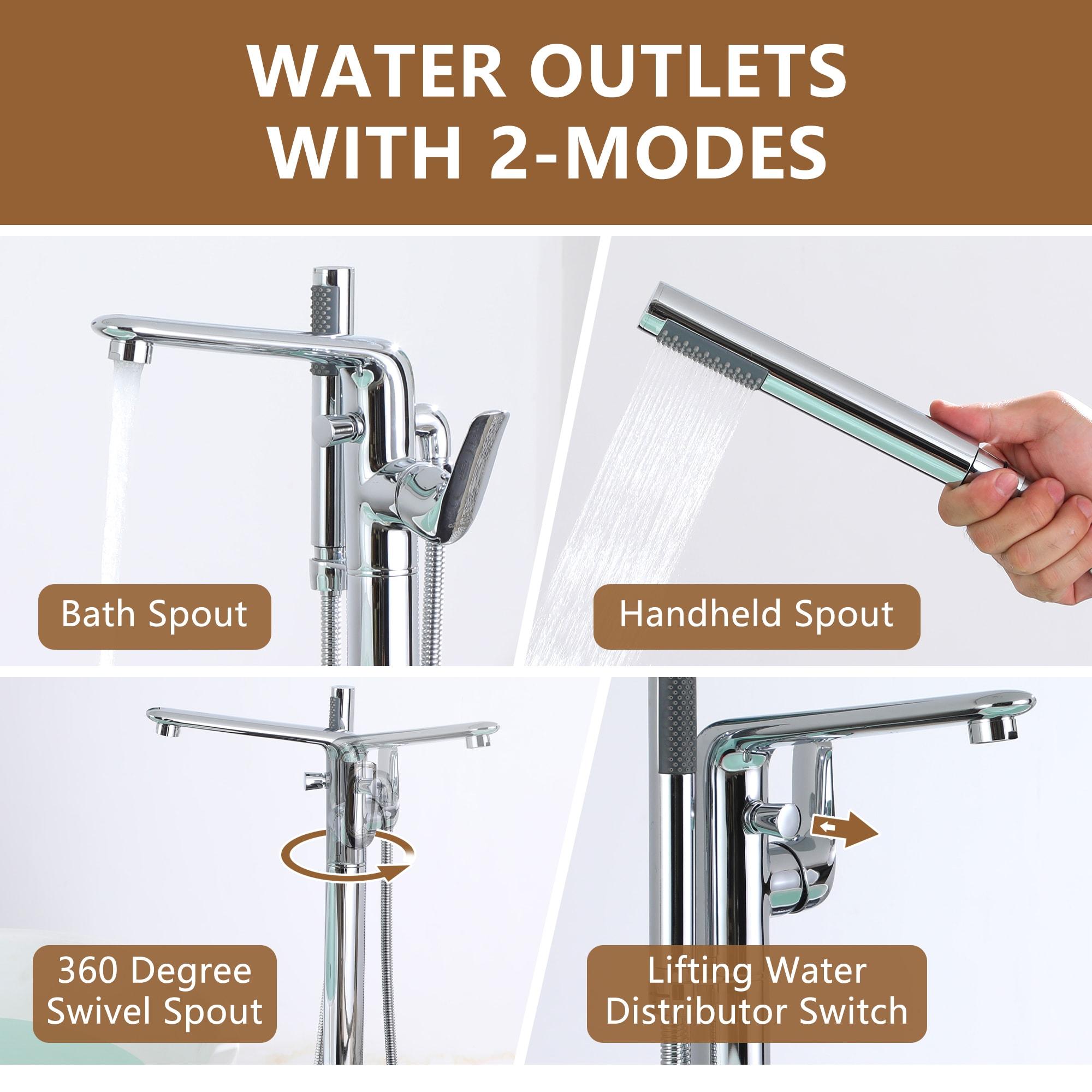 Chrome Freestanding Bathtub Faucet with Hand Shower