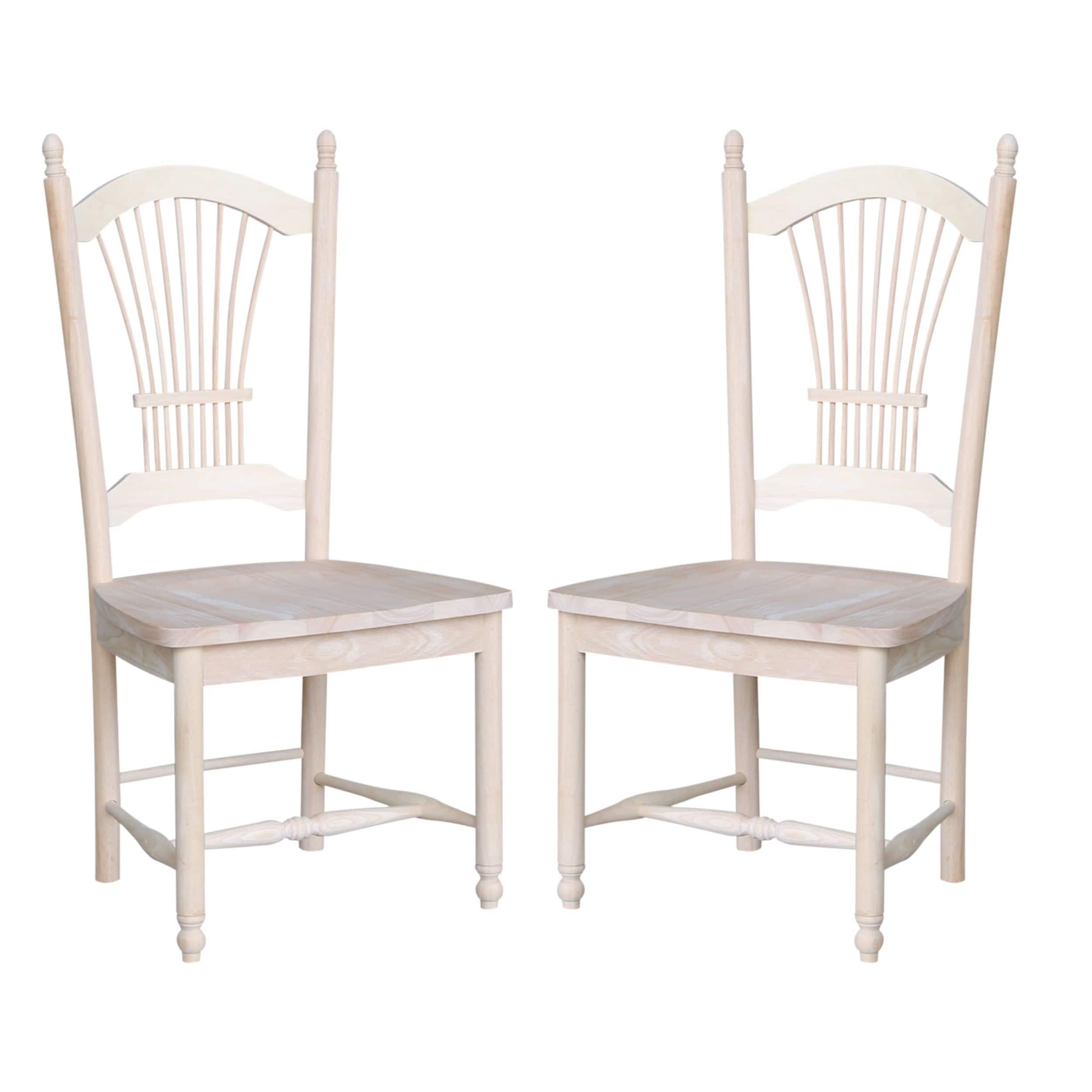 International Concepts Set Of 2 Sheafback Chair Unfinished: Hardwood Frame, Farmhouse Style, 225 lbs Capacity