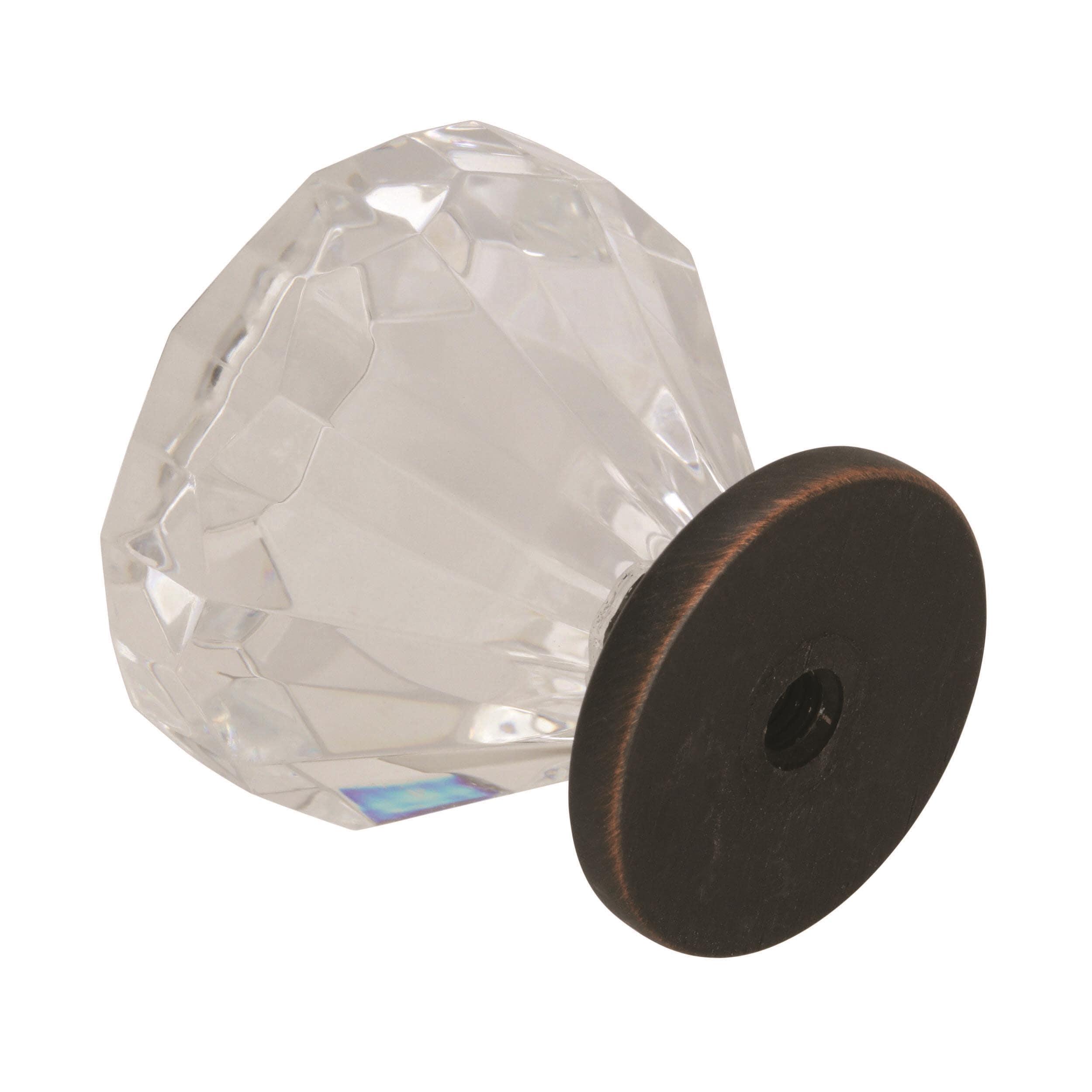 Round Clear Crystal and Oil-Rubbed Bronze Cabinet Knob