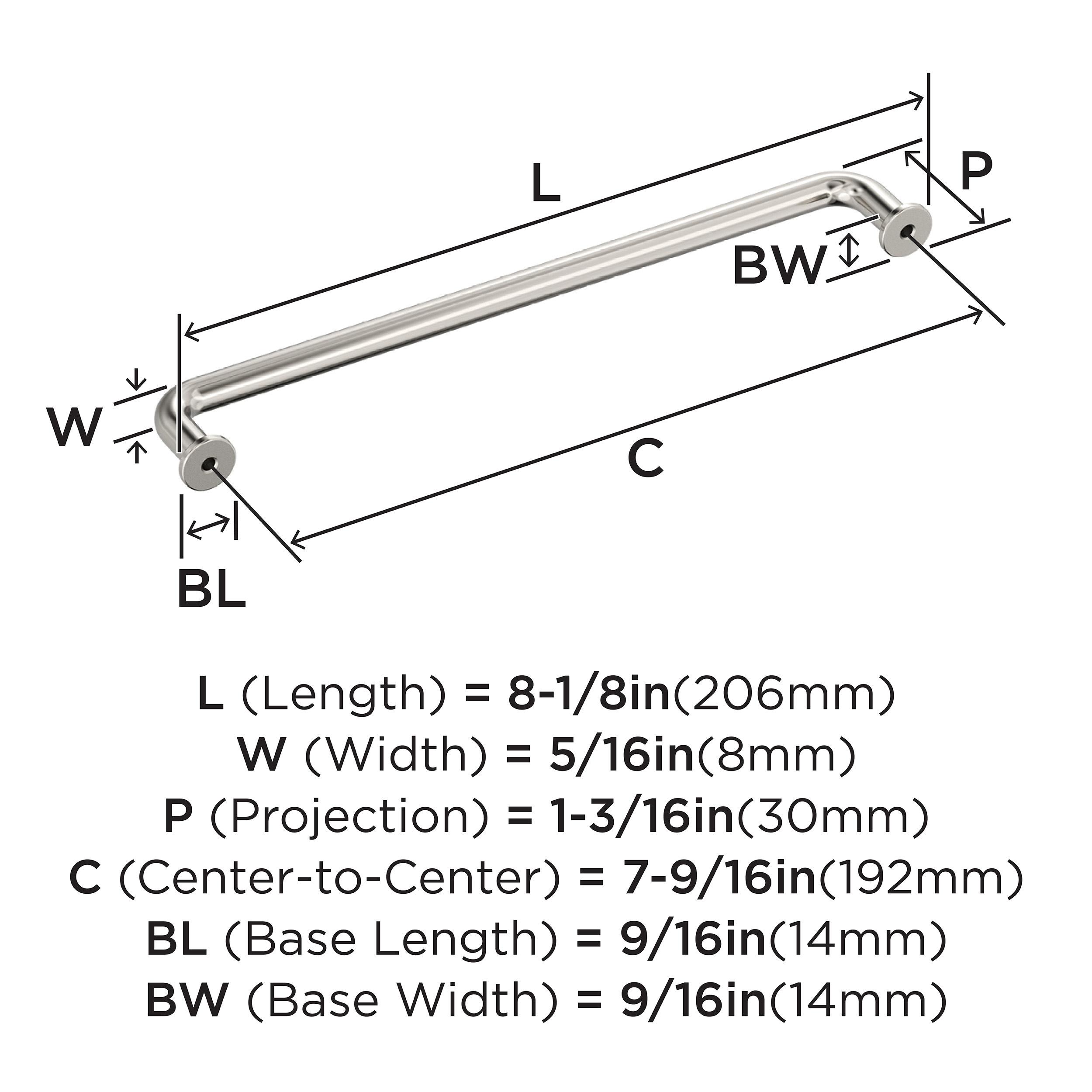 Amerock Factor 7-9/16 inch (192mm) Center-to-Center Polished Nickel Cabinet Pull