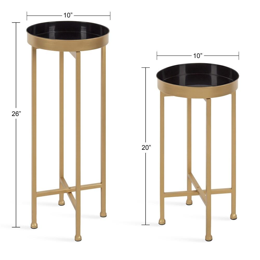 Kate and Laurel Celia Round Metal Nesting Table, 2 Piece, Black and Gold