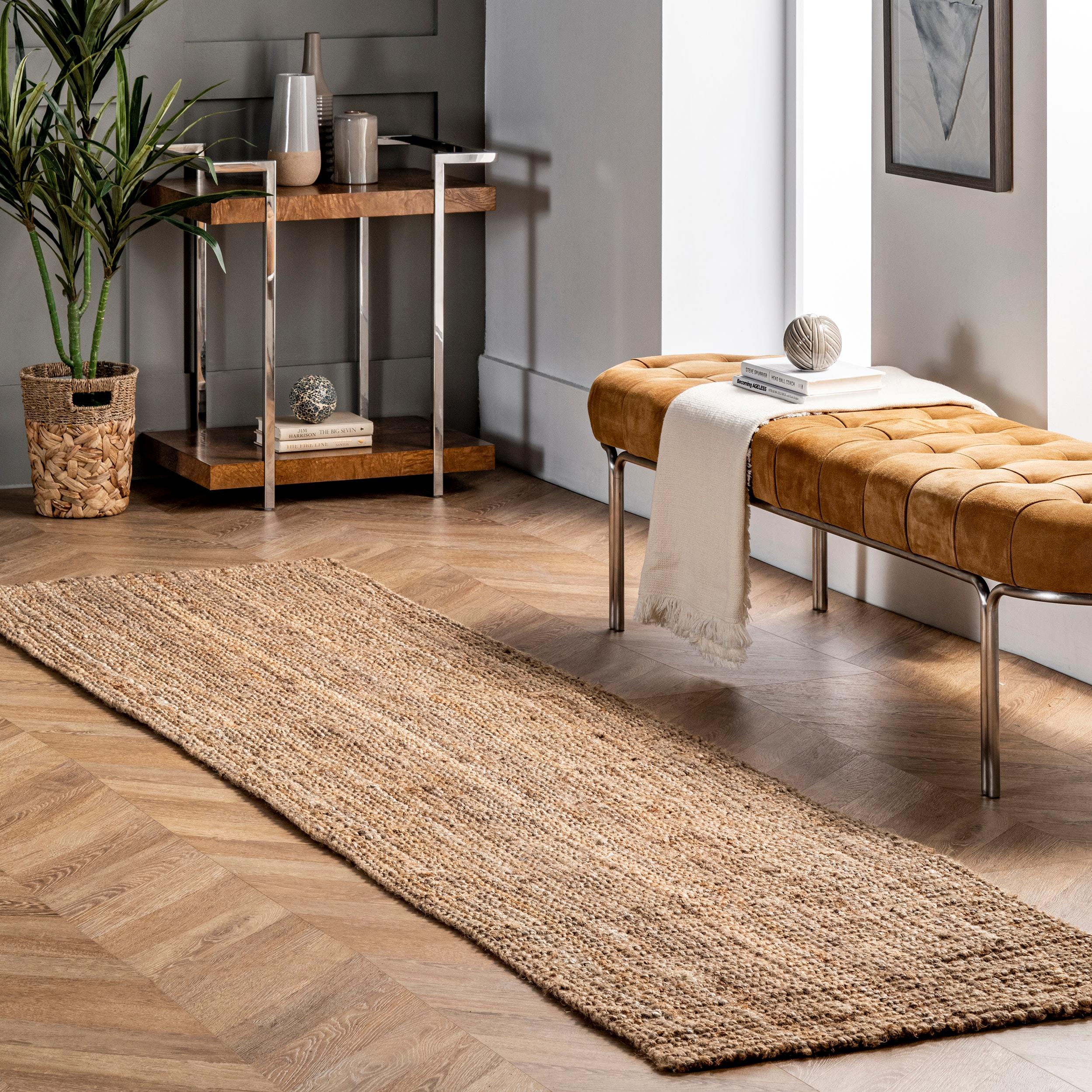nuLOOM Ashli Solid Farmhouse Jute Area Rug, Runner 2' 6" x 8', Natural