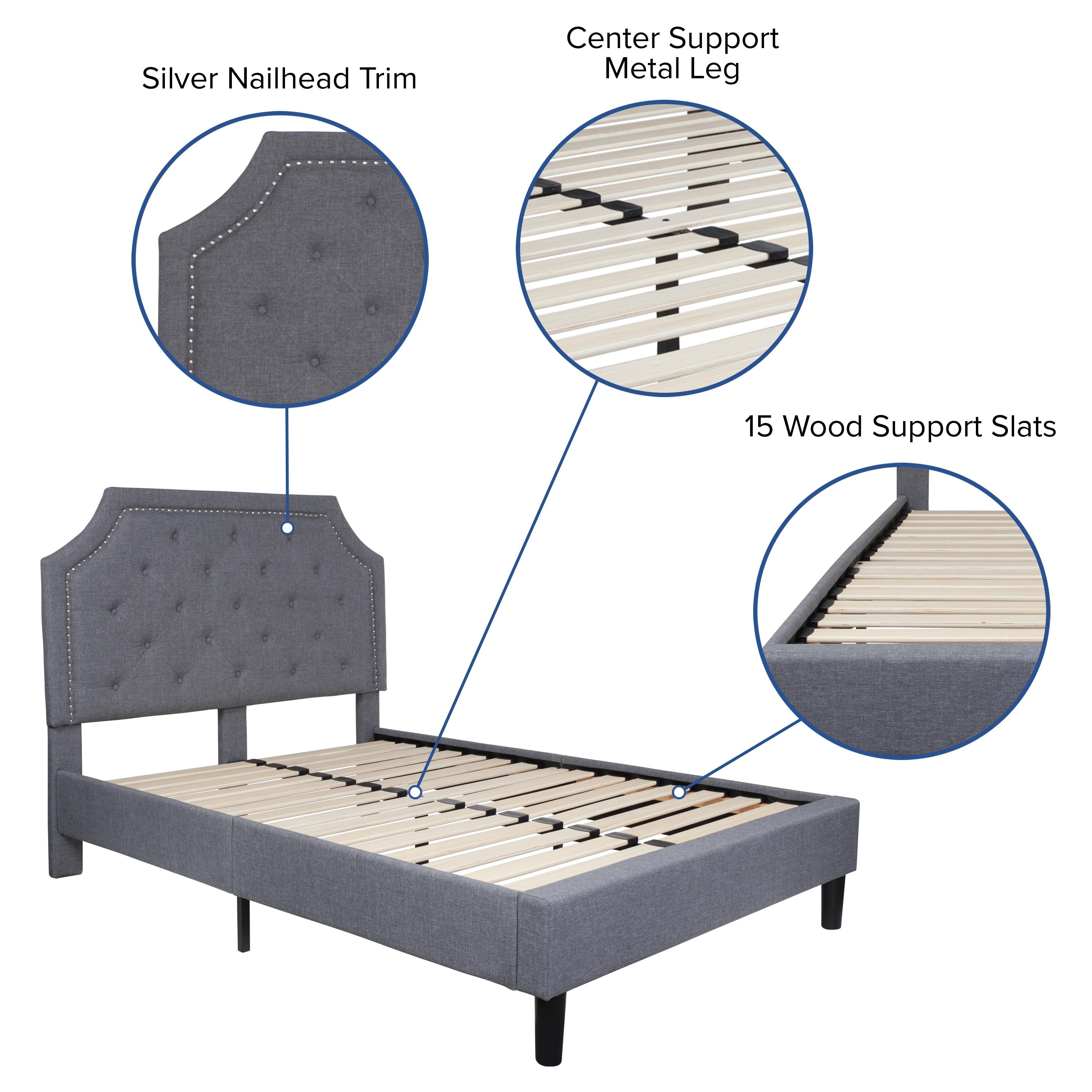 Flash Furniture Brighton Full Size Tufted Upholstered Platform Bed in Light Gray Fabric