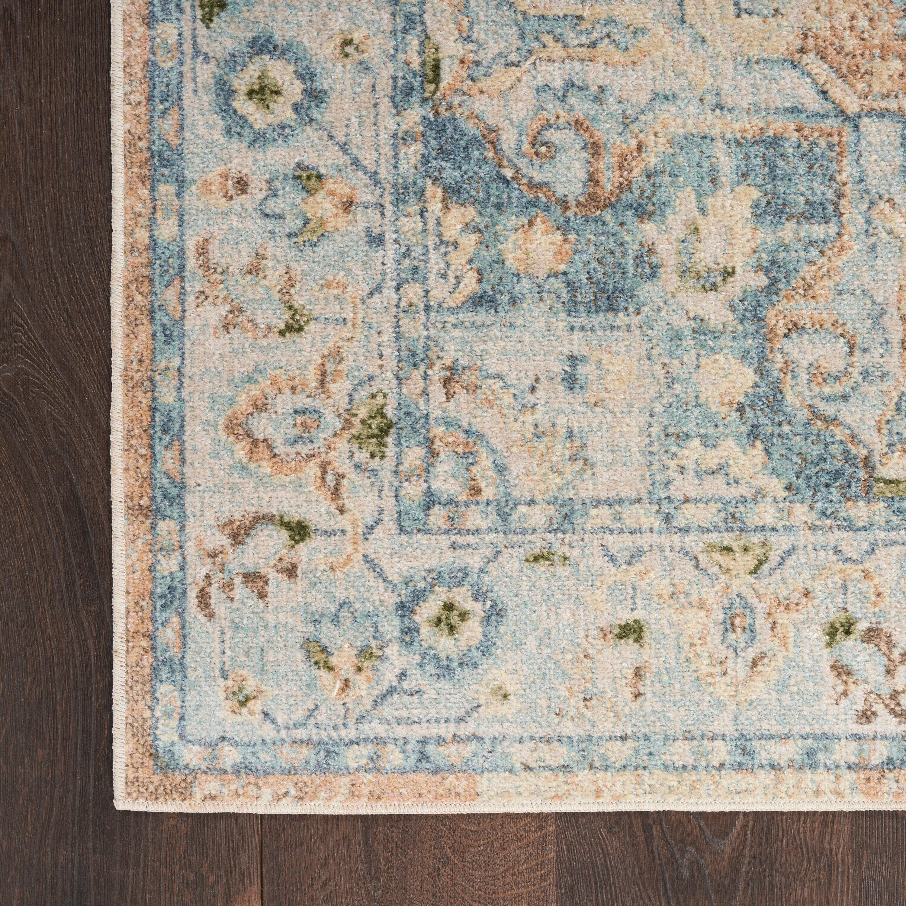 Nourison Astra Machine Washable Vintage Medallion Indoor Rug Beige Blue 2'2" x 4'