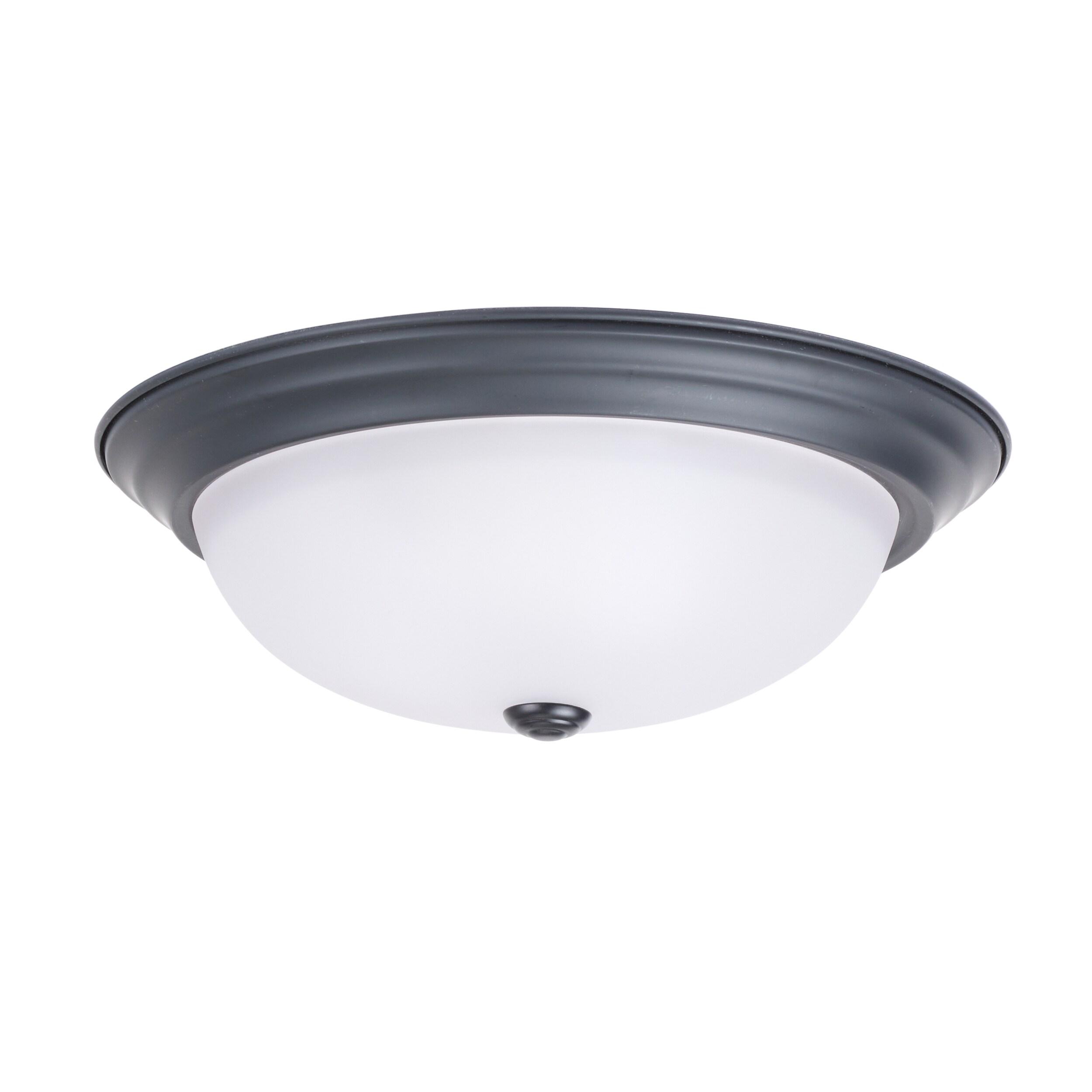 1257M-ORB-W-Designers Fountain-13 Inch 2 Light Flush Mount-Oil Rubbed Bronze Finish-Etched Glass Color