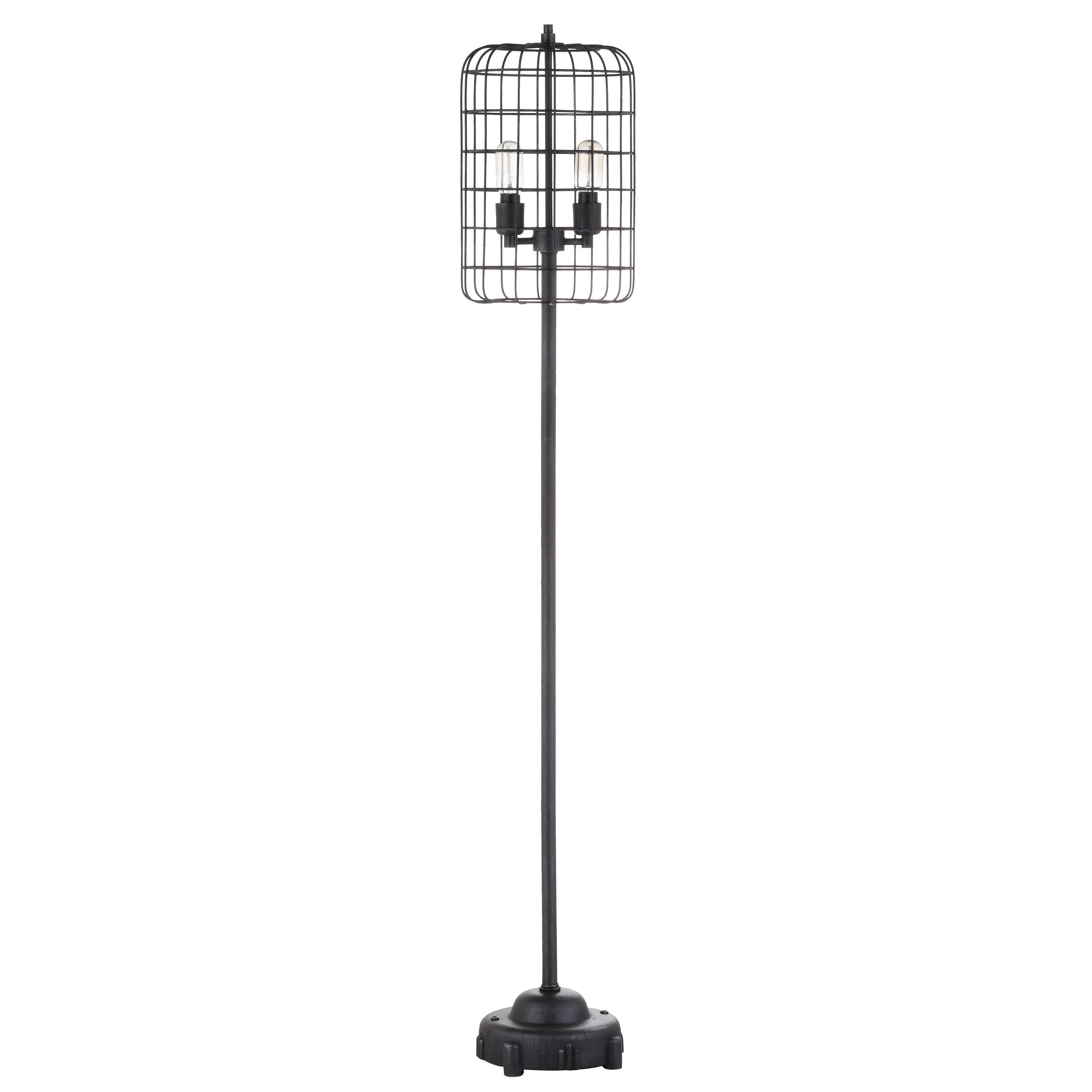 Odette 65" Industrial Metal Floor Lamp, Black/Silver