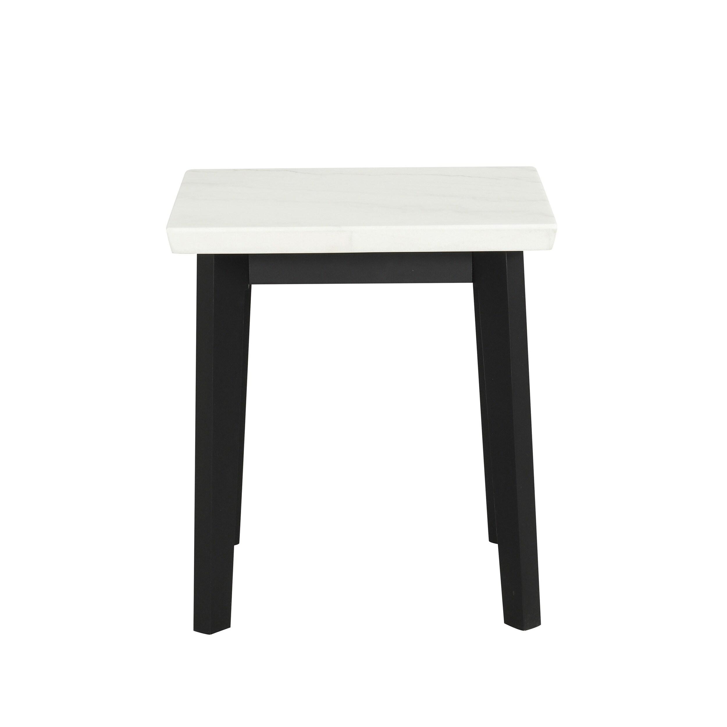 Furniture of America Dorth Marble Top Square Coffee Table, White and Black