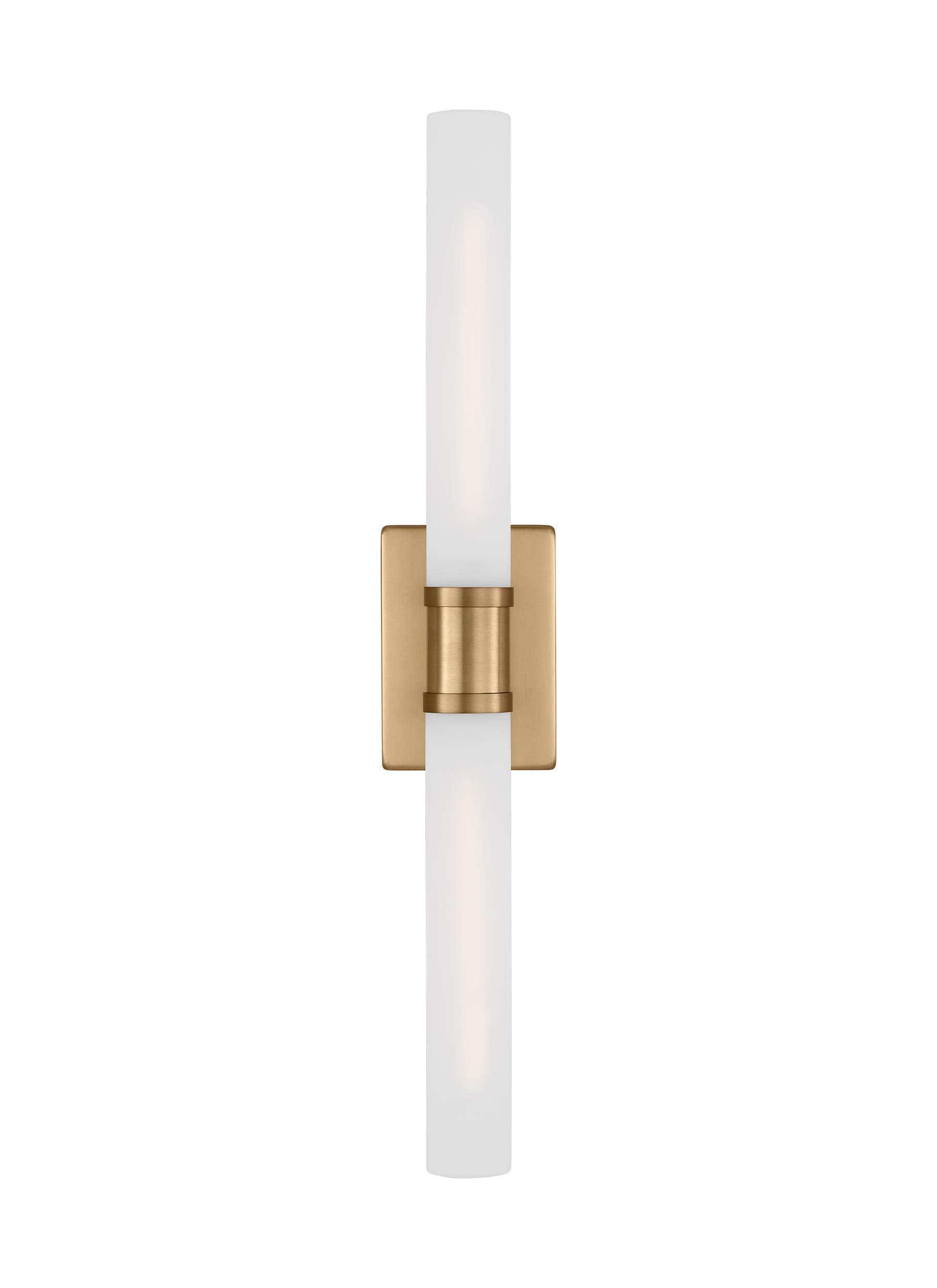 Satin Brass 2-Light Dimmable Vanity Light with Frosted Glass