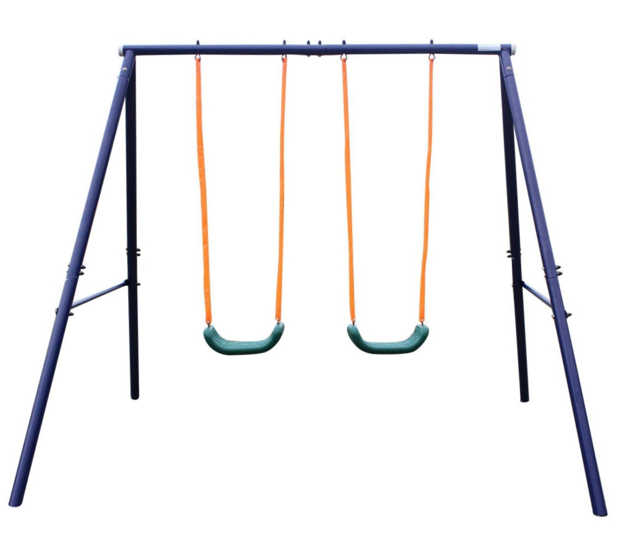 GOGEXX Outdoor Metal Swing Playset Two Station Swing Set For Children