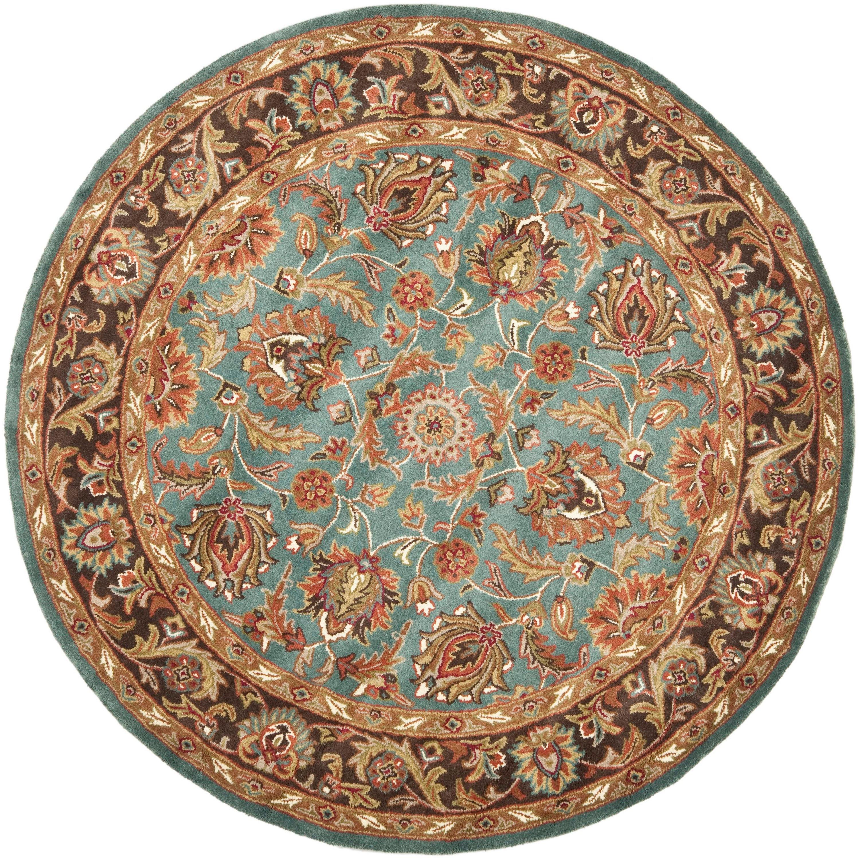 Heritage HG812 Hand Tufted Area Rug - Blue/Brown - 8' round - Safavieh.