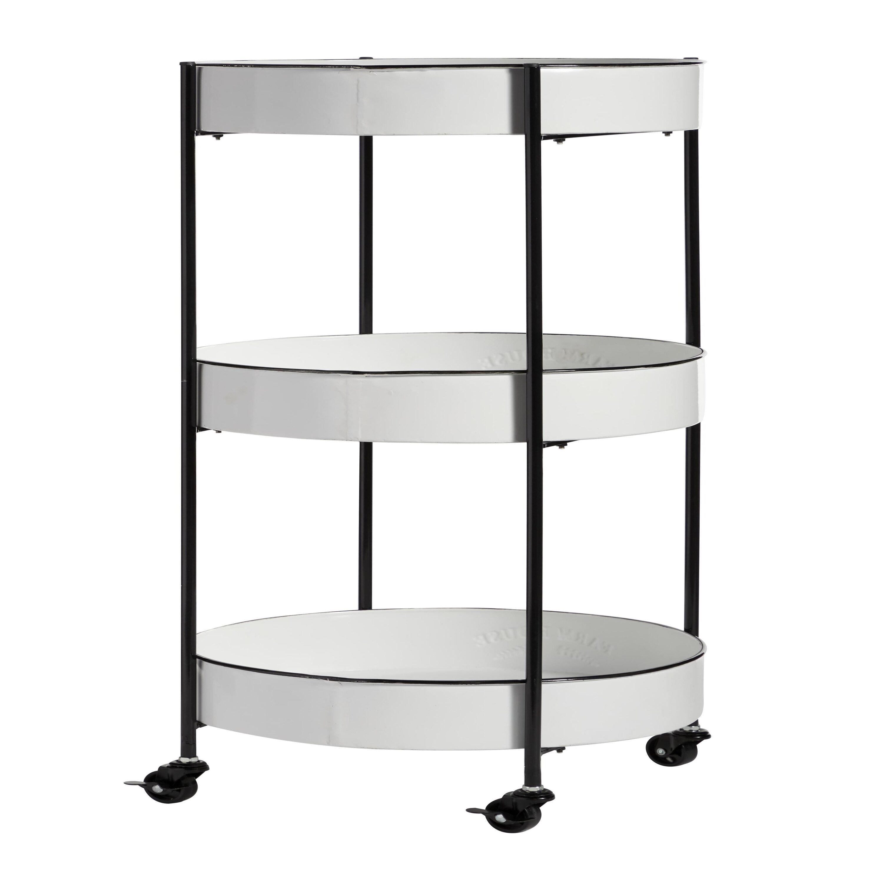 34'' x 16'' Farmhouse Metal Storage Cart White - Olivia & May: Decorative Storage Bins, Tabletop Bin, Adult Assembly Required