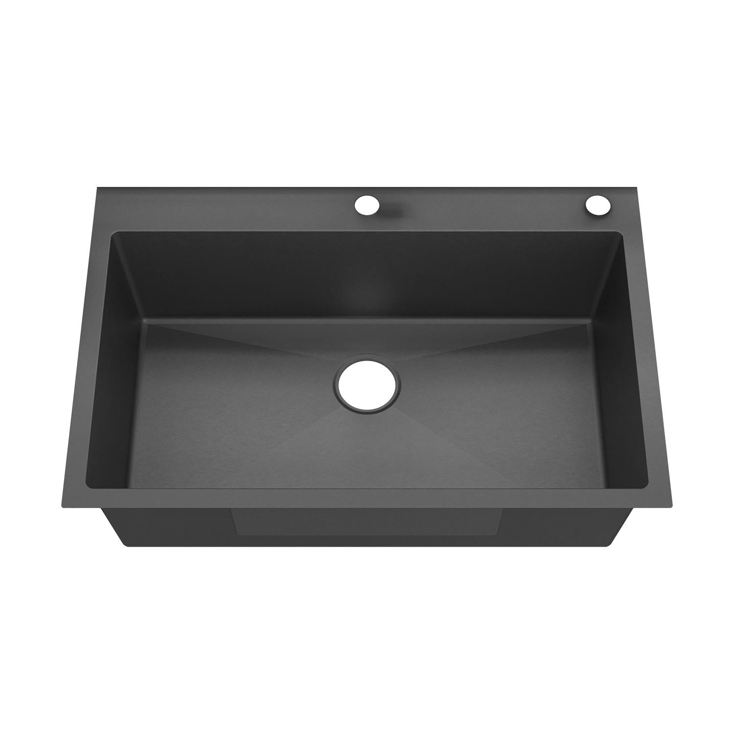 33" Black Stainless Steel Single Bowl Kitchen Sink with Drainboard