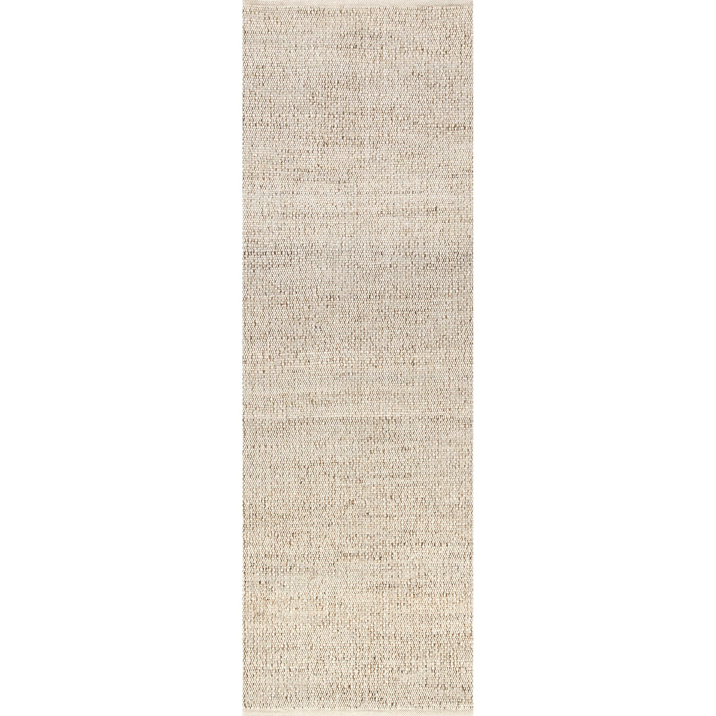 Nuloom 2x10 Elfriede Jute & Cotton Hand Woven Indoor Area Rug, Natural, Solid Rustic Farmhouse Style Natural Fiber Bedroom, Living Room,