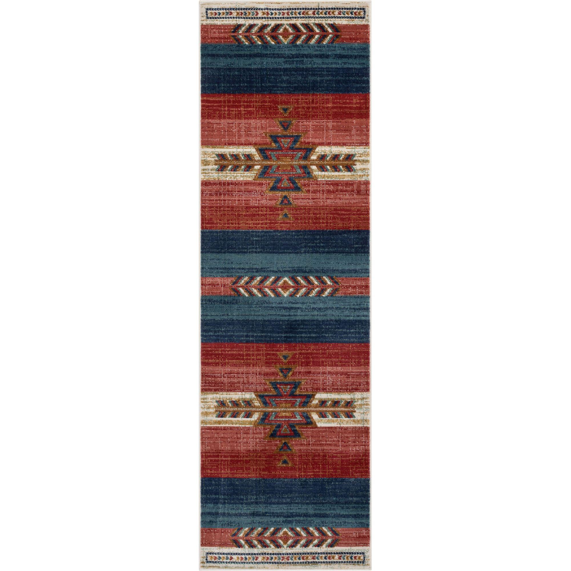 Union Rustic Crimson Southwestern Medallion Tribal Pattern Area Rug