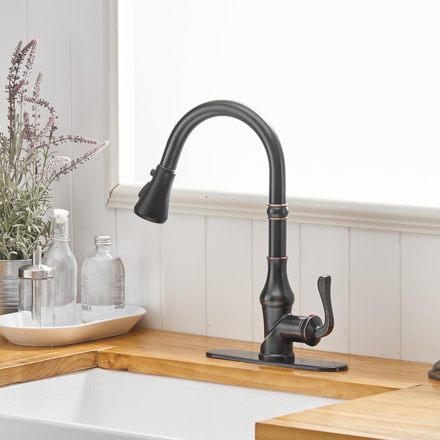 Oil-Rubbed Bronze Pull-Down Kitchen Faucet with Spray