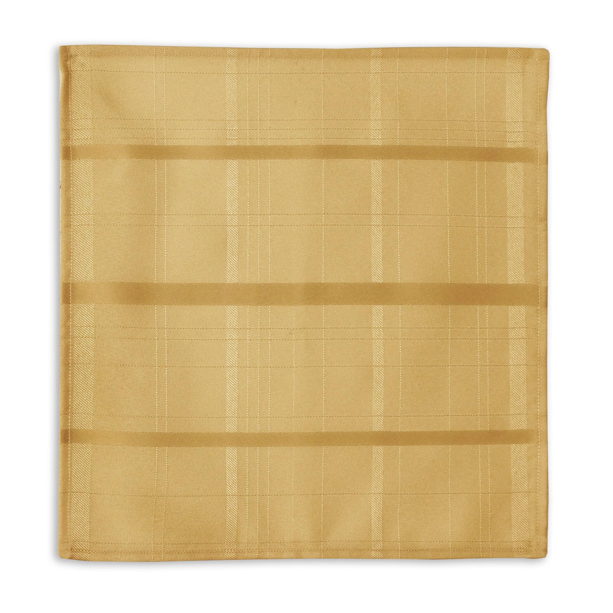 Elegance Plaid Stain Resistant Napkin Set of 4 - 17" x 17" - Ribbon Gold - Elrene Home Fashions