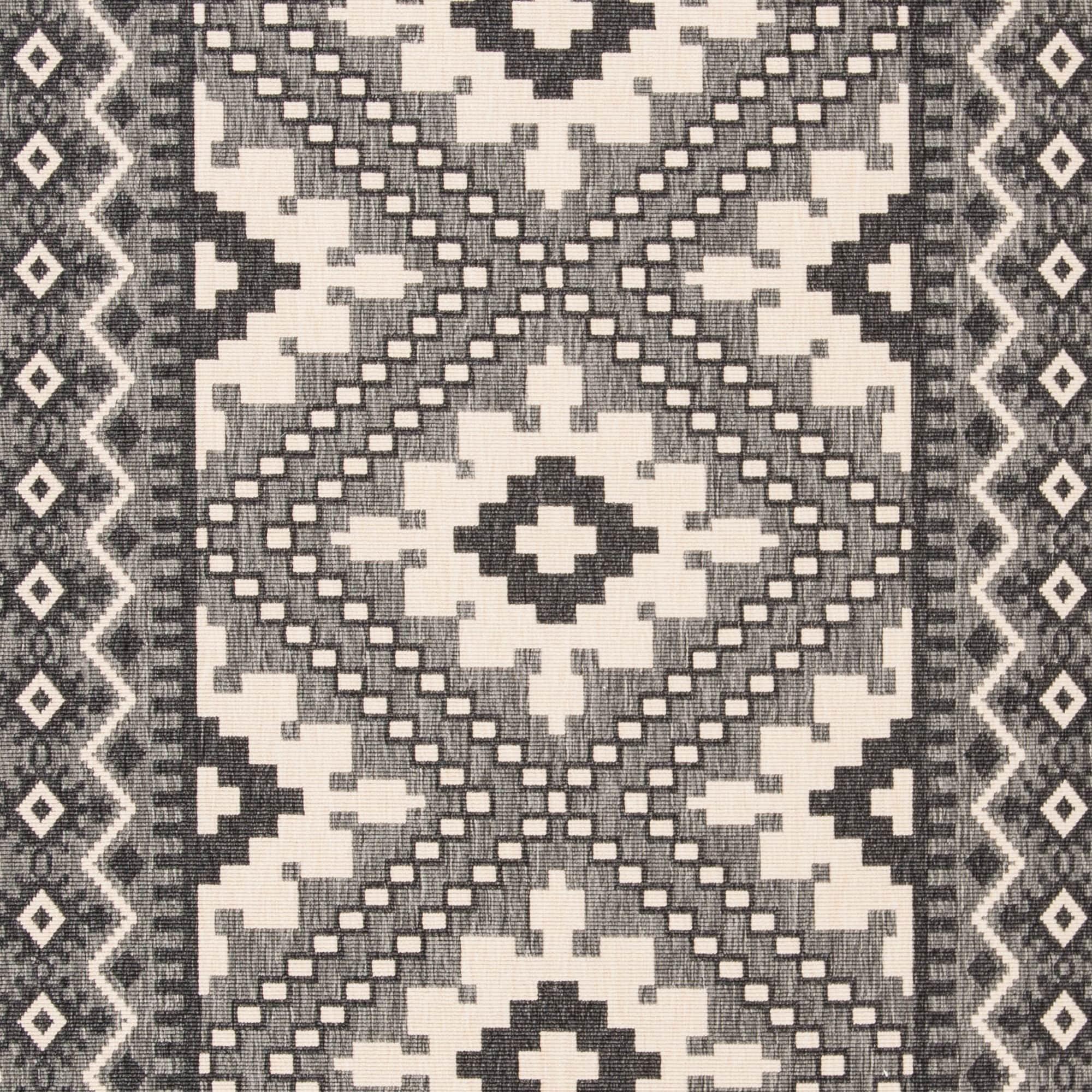 Veranda VER099 Power Loomed Indoor/Outdoor Area Rug - Ivory/Charcoal - 3'x3' - Safavieh.