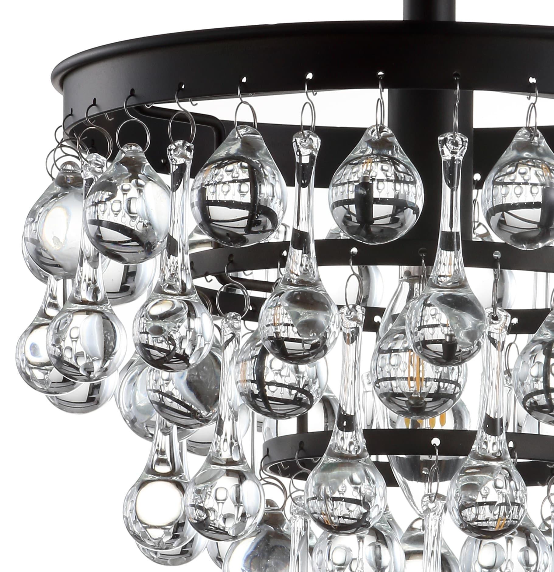 JONATHAN Y Toronto 10" Metal/Crystal LED Flush Mount, Oil Rubbed Bronze