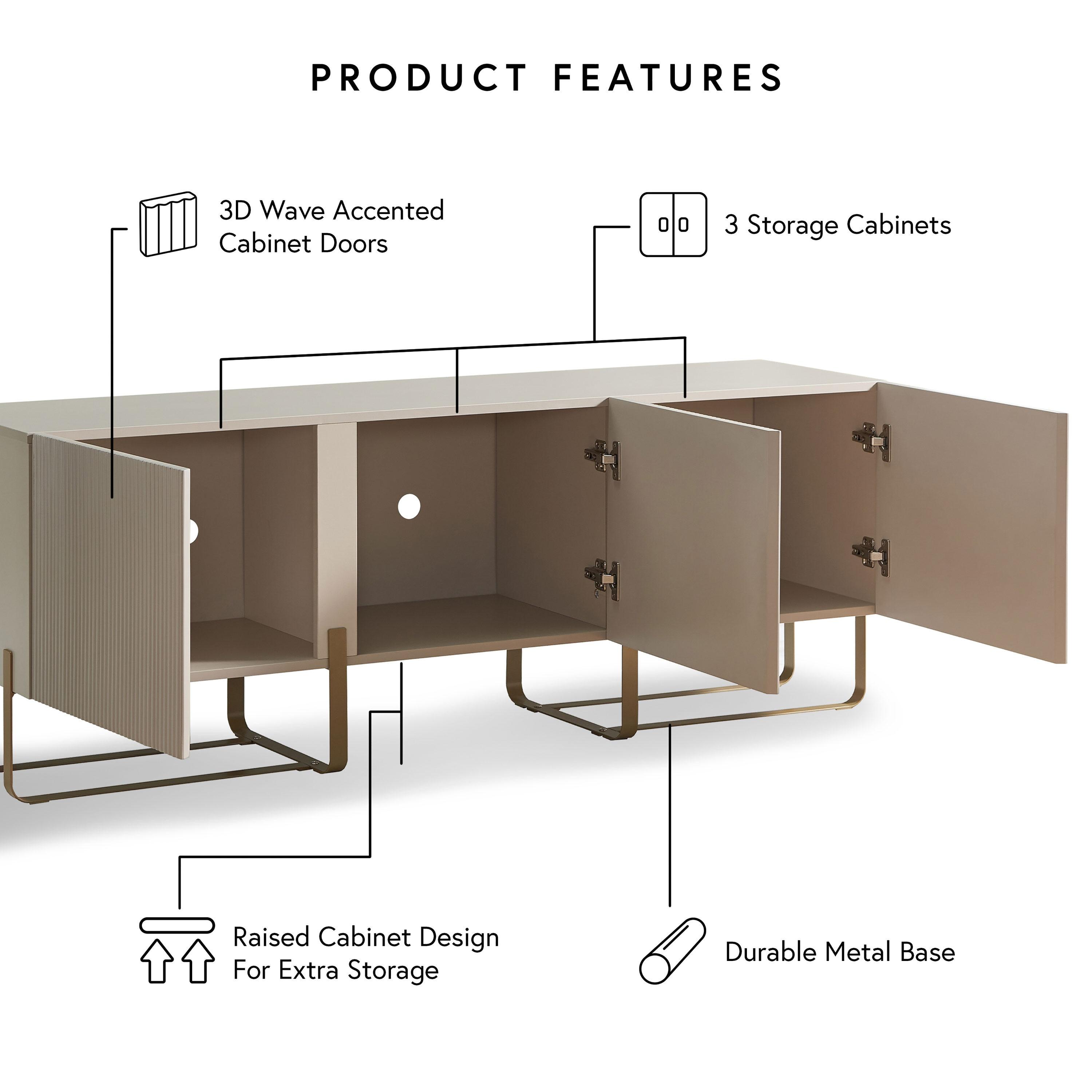 miBasics Forast Modern 3 Door Storage TV Stand for TVs up to 65" Indigo Blue
