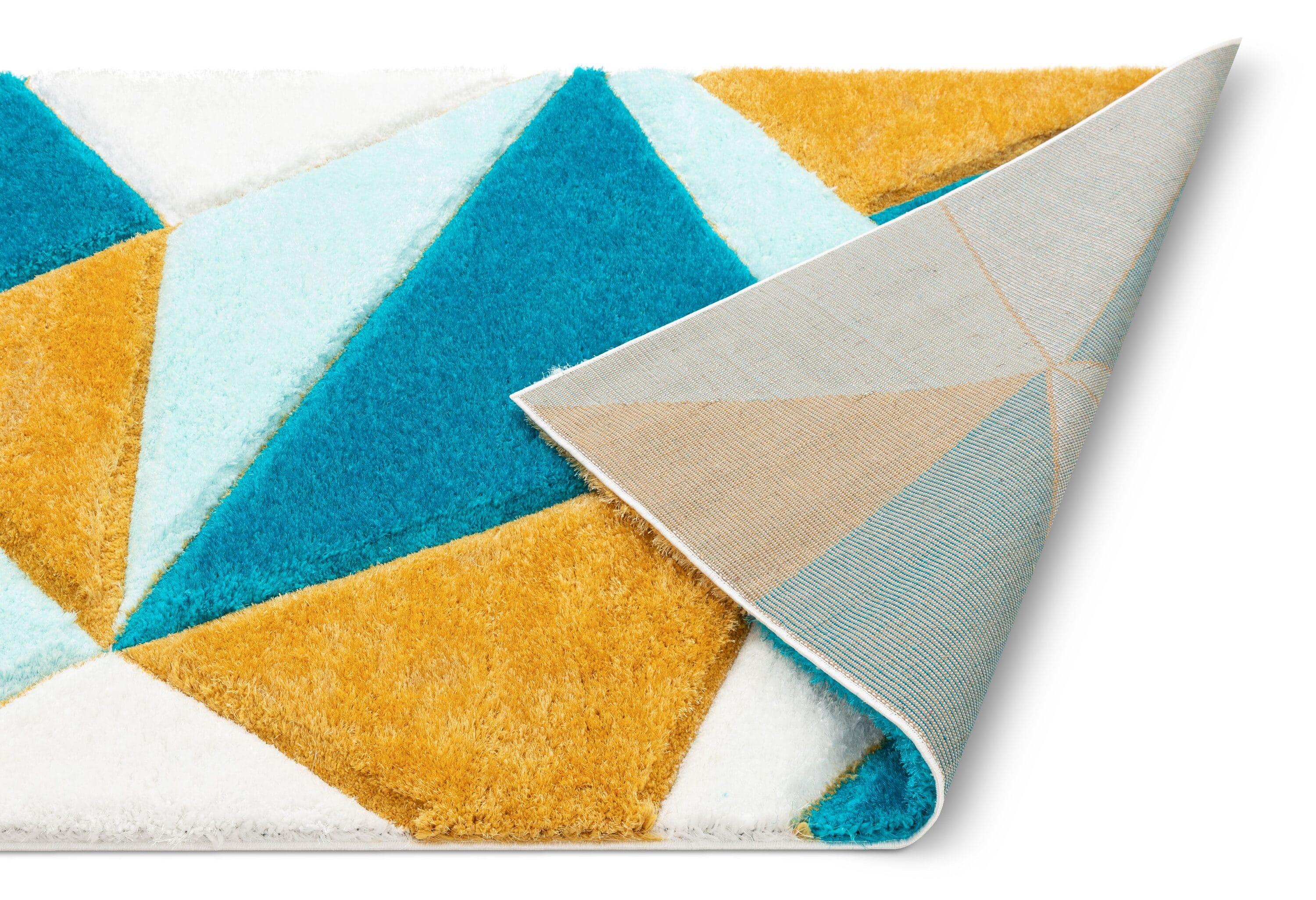 Cobina Geometric Shag Blue/Yellow Area Rug