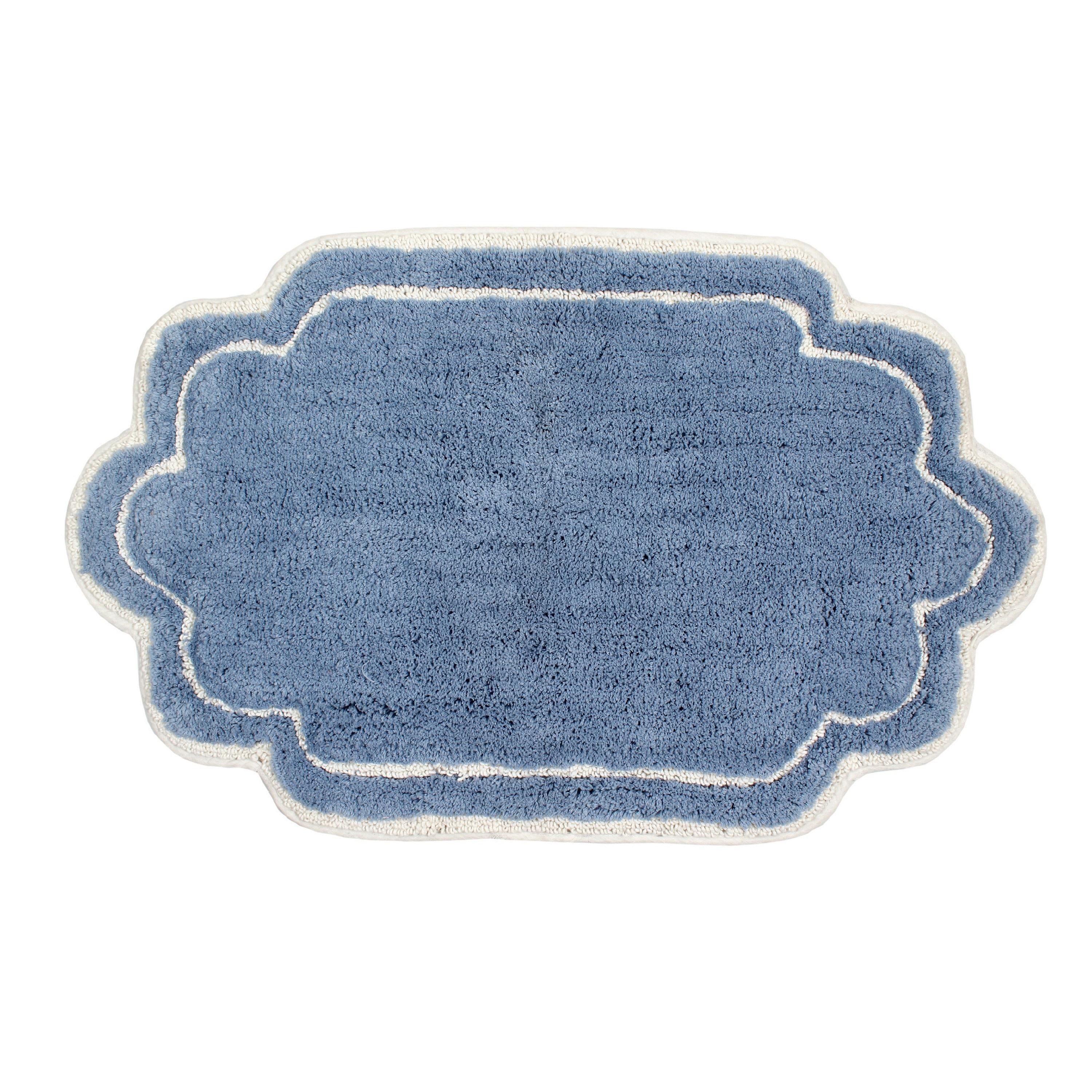 Home Weavers Inc Home Weavers Allure Collection Absorbent Cotton, Machine Washable and Dry Bath Rugs Blue 21"x34"