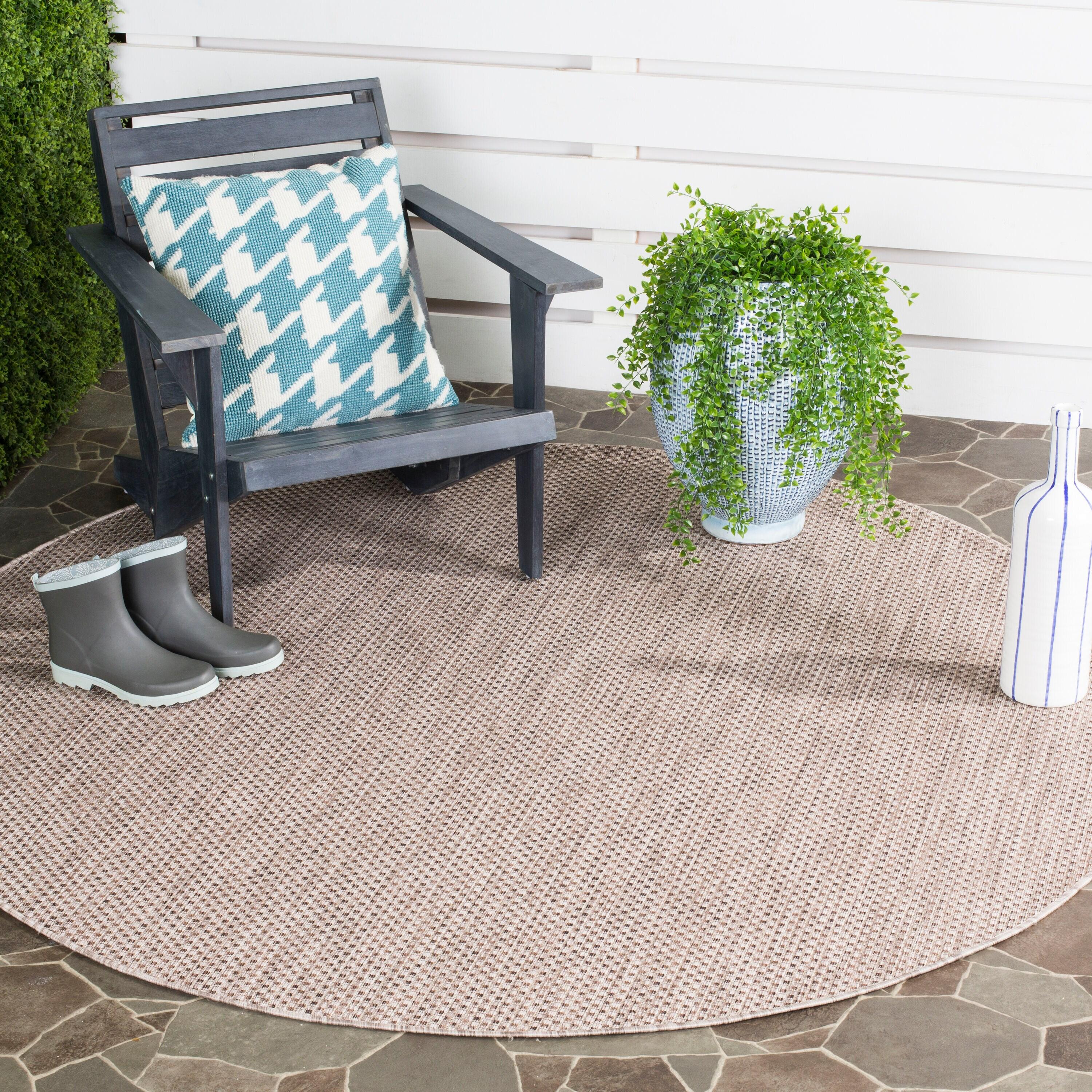 Courtyard CY8521 Power Loomed Indoor/Outdoor Area Rug - Beige/Brown - 5' round - Safavieh.