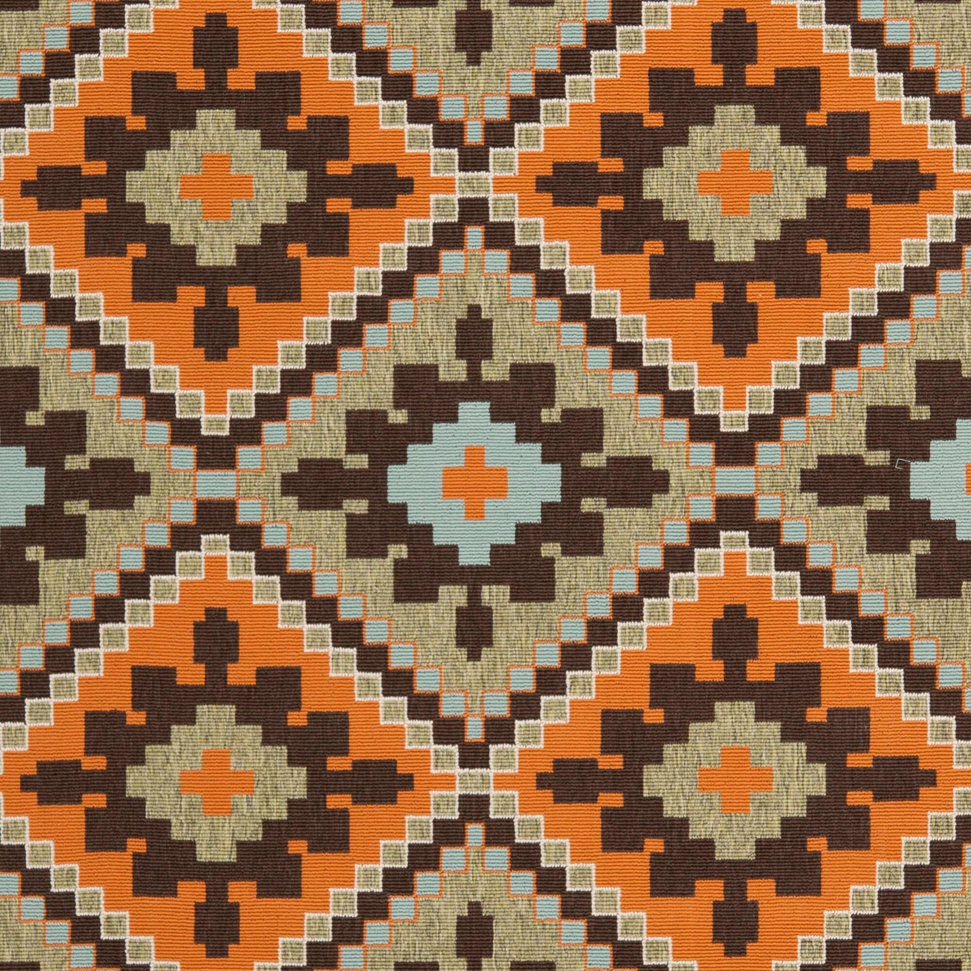 Veranda VER096 Power Loomed Indoor/Outdoor Area Rug - Green/Terracotta - 5'3"x5'3" - Safavieh
