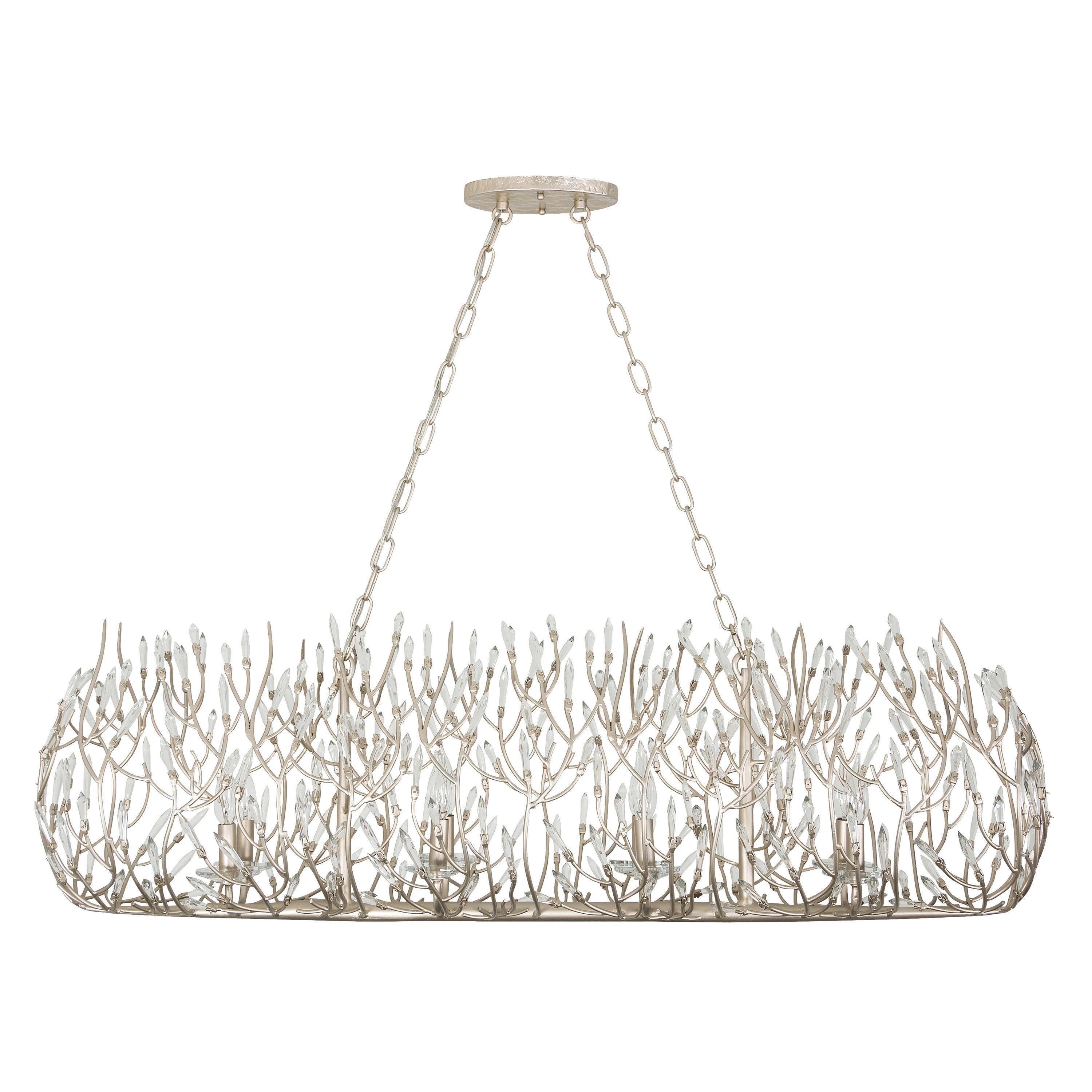 Gold Dust Crystal Linear Pendant Light with Recycled Steel