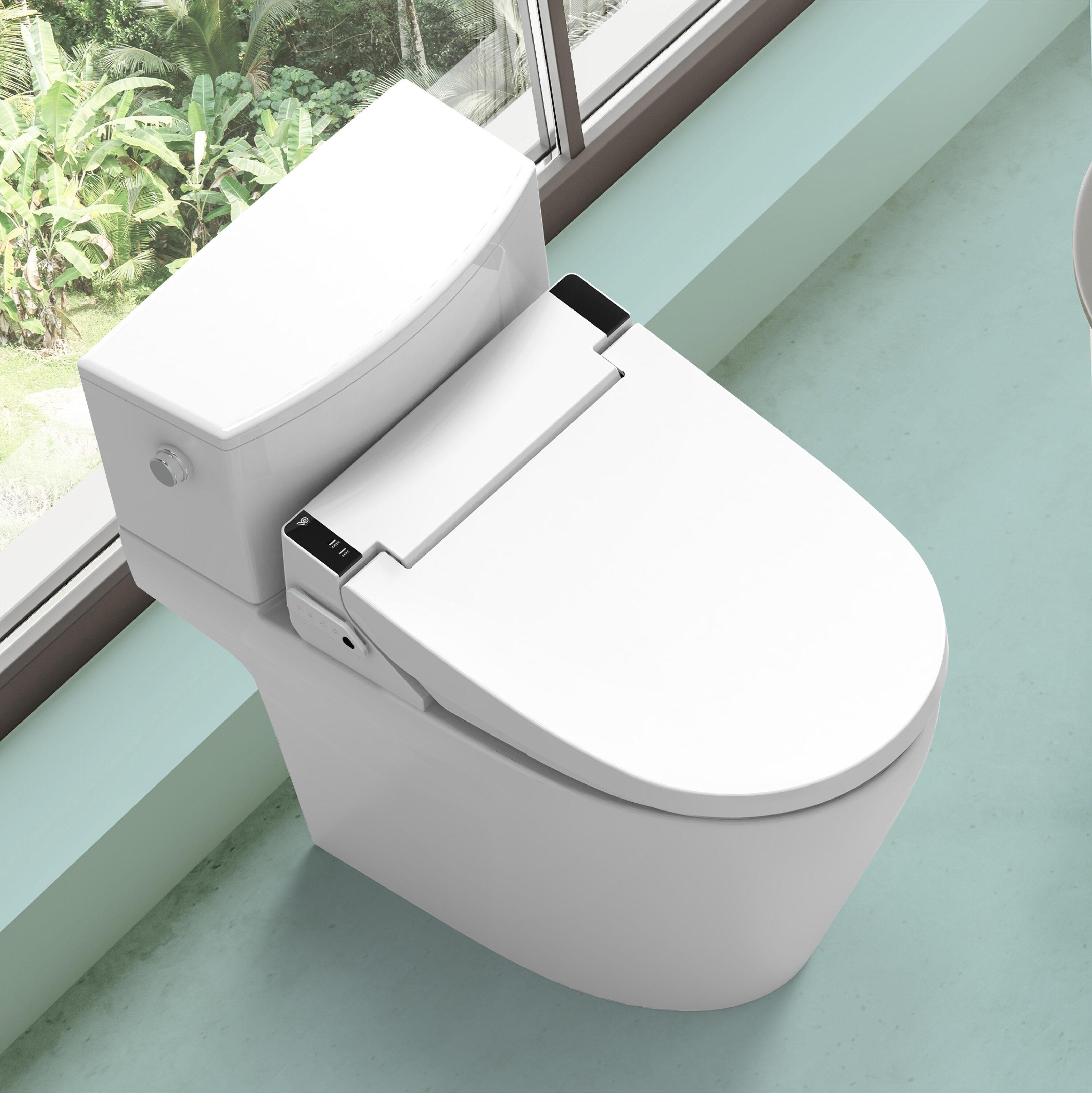 VOVO STYLEMENT VB 6000SE Electronic Smart Bidet Toilet Seat Heated Seat Warm Dry and Water LED Nightlight One piece Toilet Bidet Seat Elongated White
