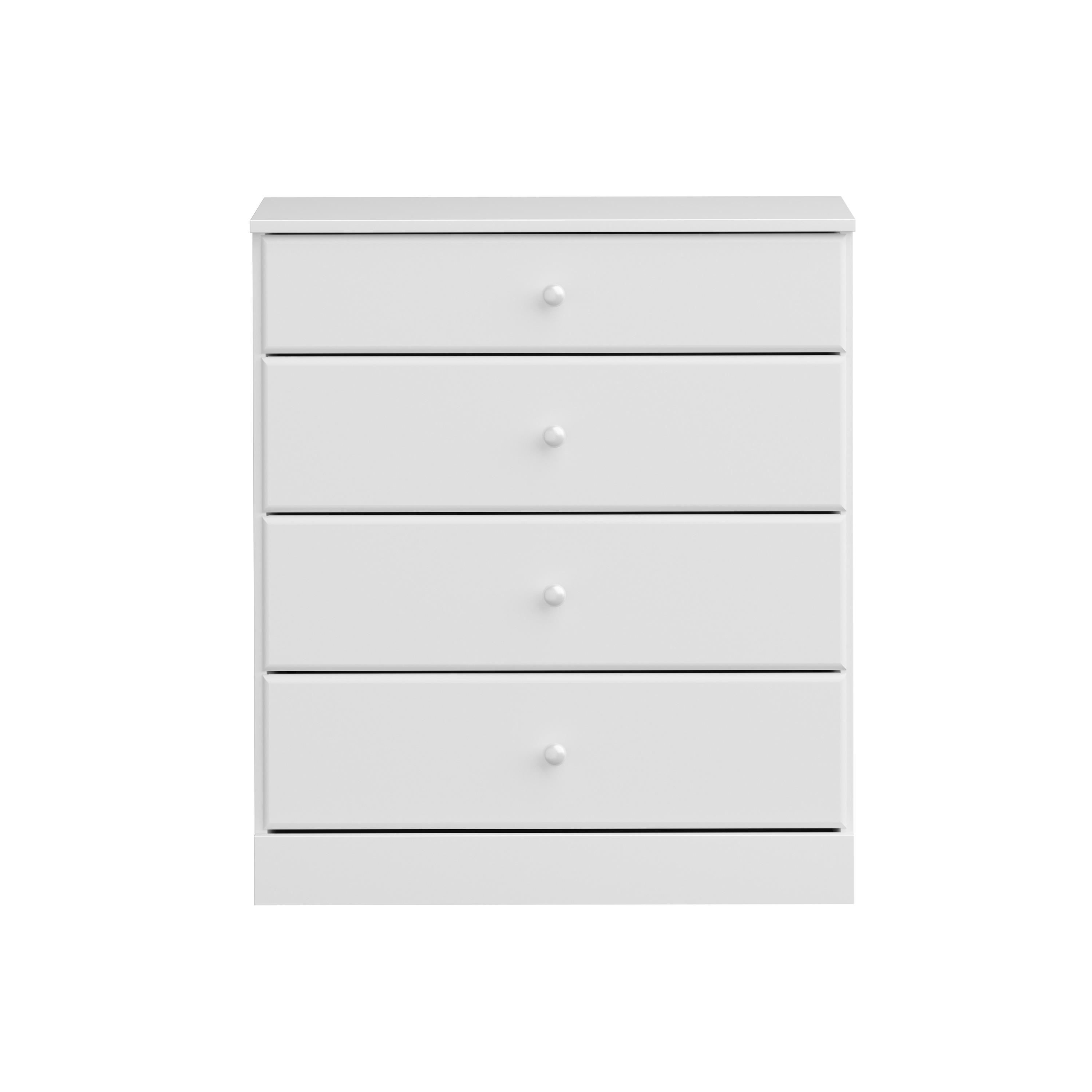 4 Drawers Astrid Dresser White - Prepac: Contemporary Storage Chest, Bedroom Furniture