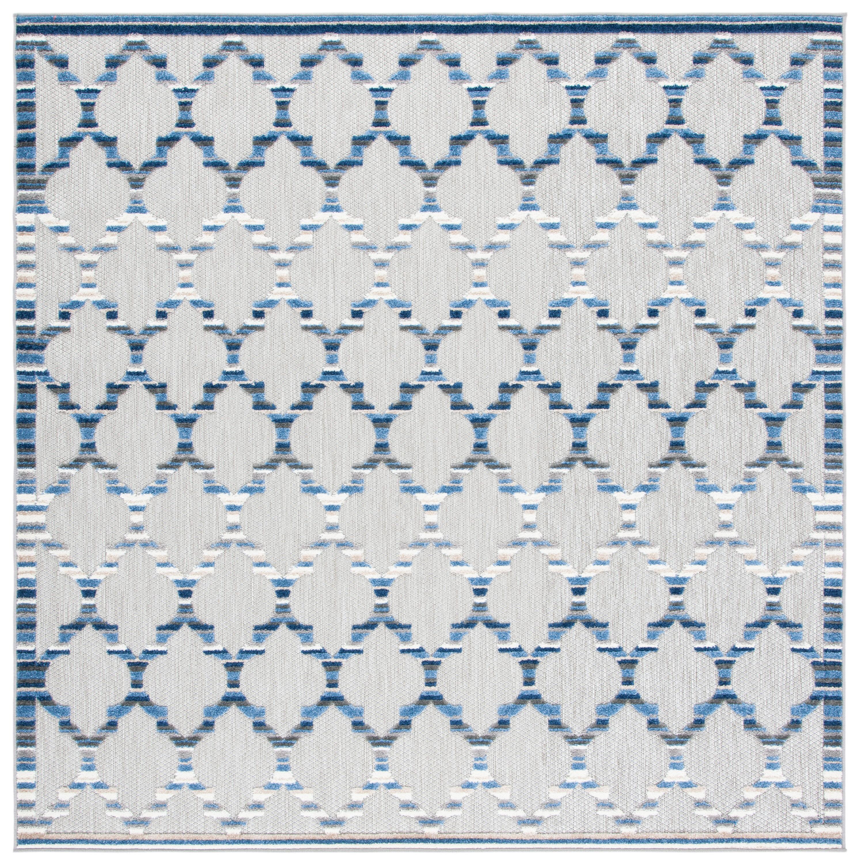 Cabana CBN333 Loomed Indoor Area Rug - Grey/Blue - 6'7"x6'7" - Safavieh