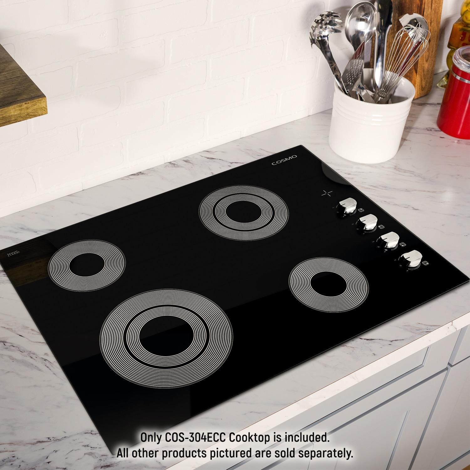Cosmo 30 in. Electric Ceramic Glass Cooktop with 4 Burners, Dual Zone Elements, Hot Surface Indicator Light and Control Knobs