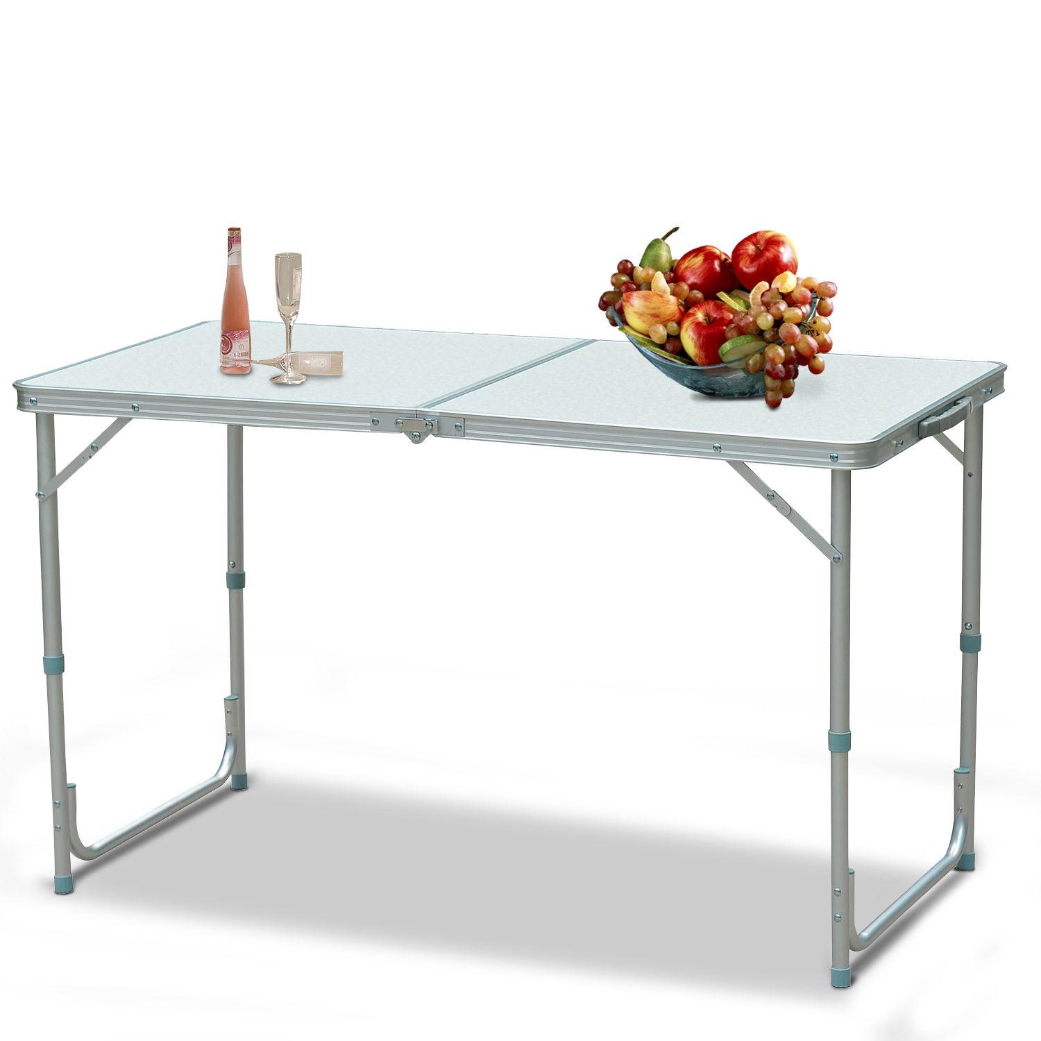 Outsunny 47" Aluminum Lightweight Portable Height Adjustable Camping Table with a Carry Handle & Easy Folding Design