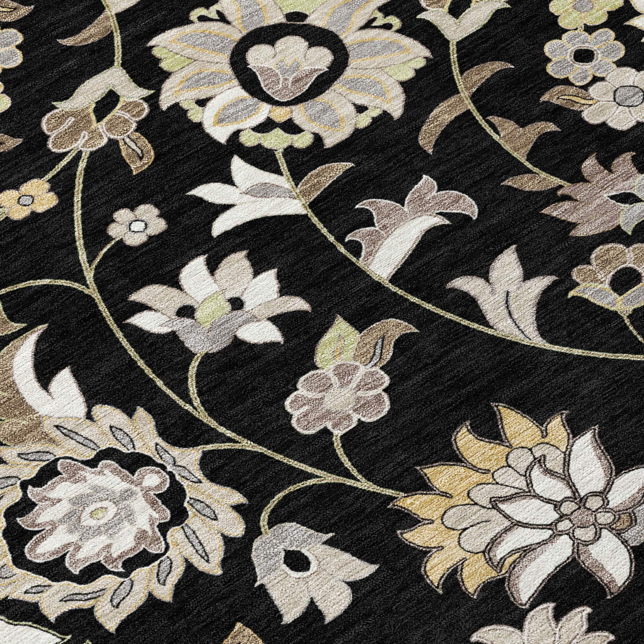 Addison Rugs Chantille Indoor/Outdoor Transitional Geometric, Abstract Black Washable Rectangle Rug, 2'6" x 3'10"