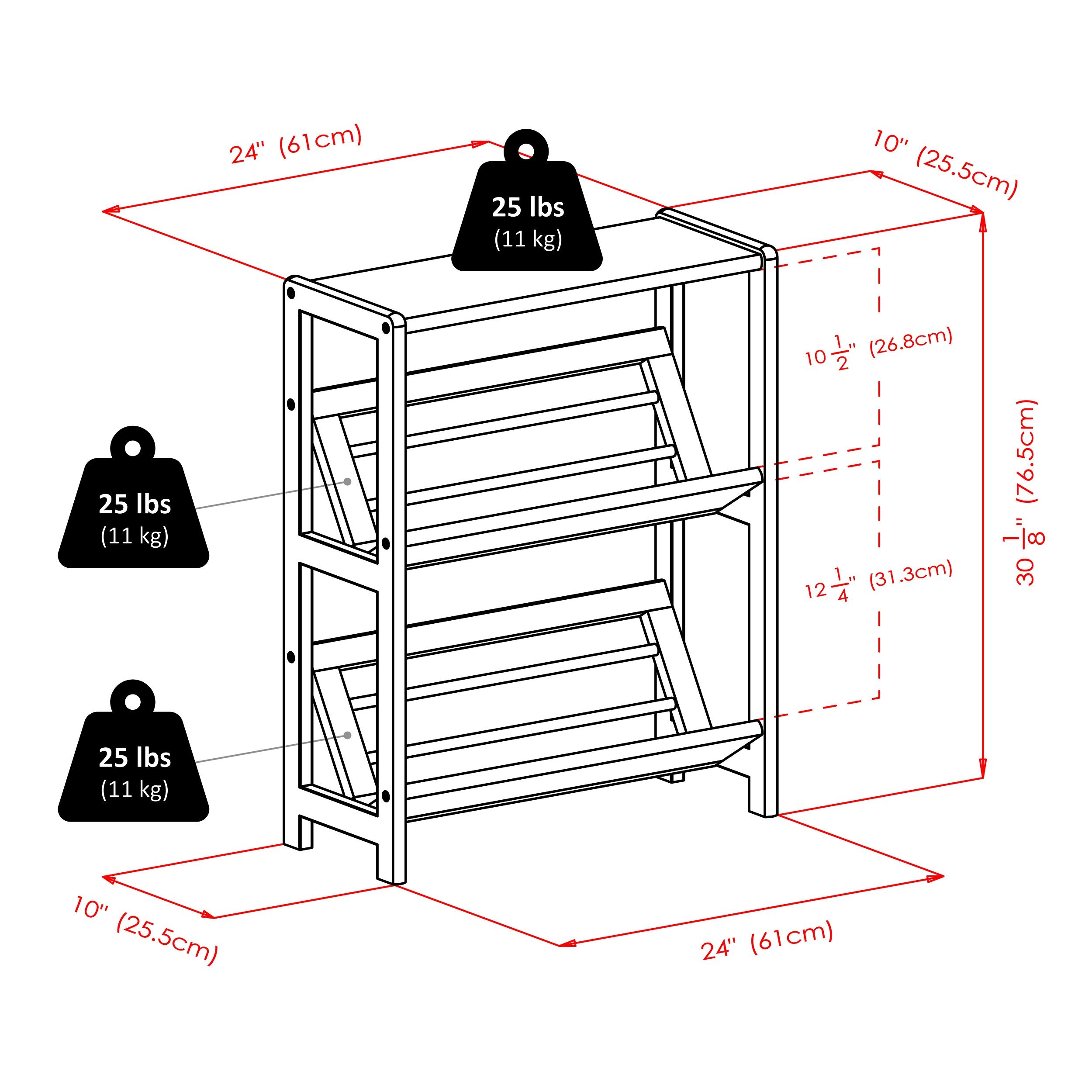 30.10" Juliet Book Shelf Natural - Winsome: 3-Tier Open-Back Design, Wood Composite, Metal Hardware