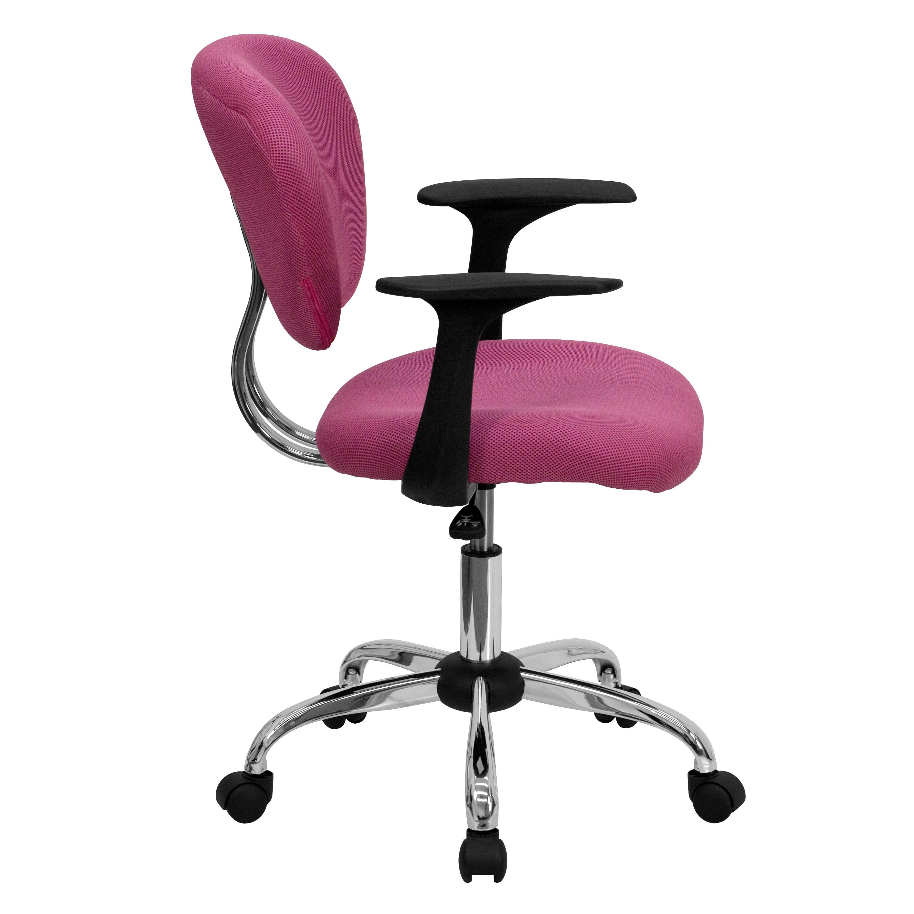 Swivel Mid-Back Pink Mesh Task Chair with Chrome Base