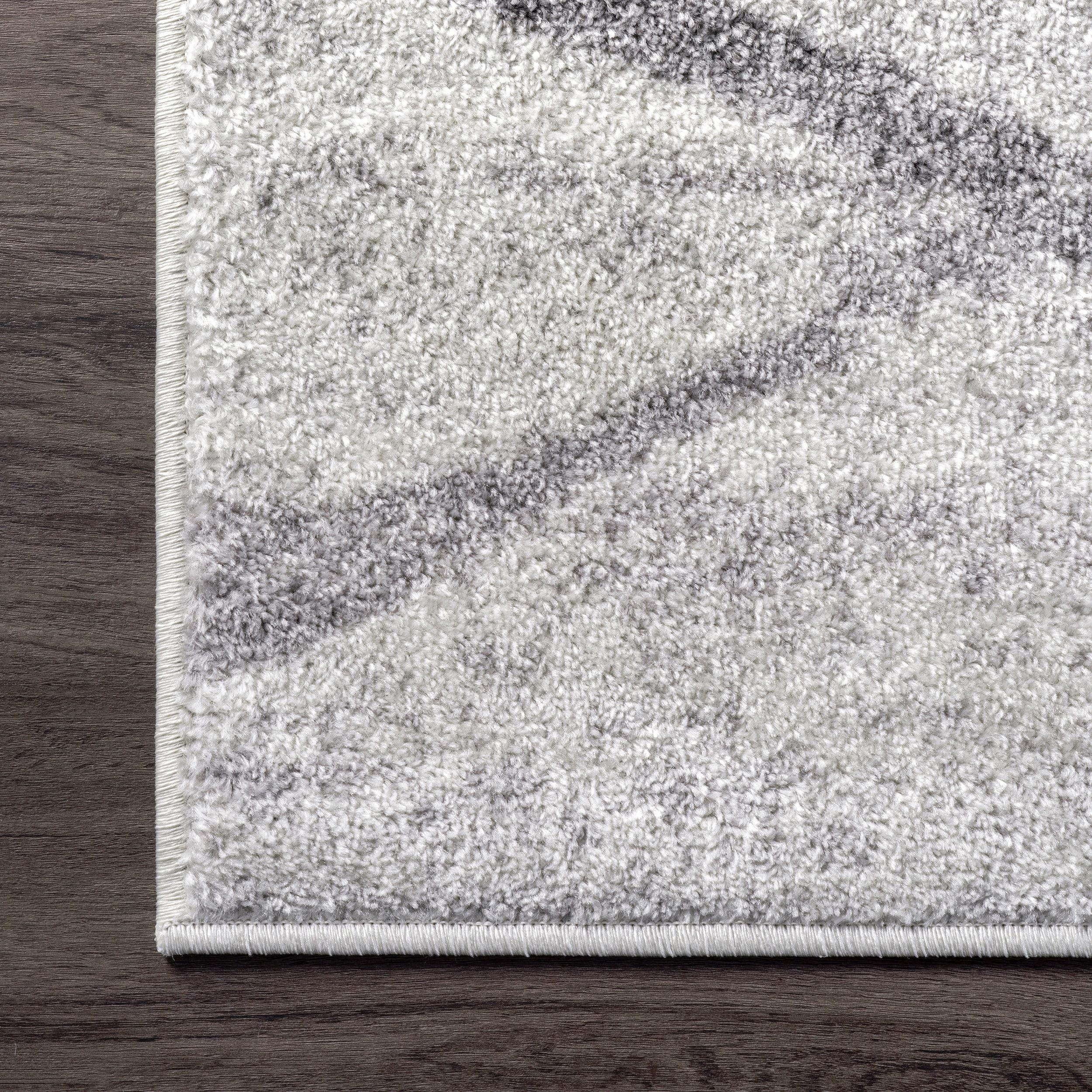 Nuloom 5 Round Thigpen Contemporary Indoor Area Rug, Grey, Abstract Lines, Non-Slip Backing, Stain Resistant, BedroomLiving Room, Kitchen,