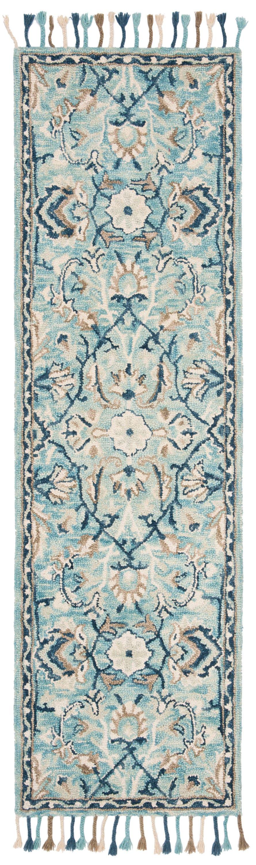 Blossom BLM457 Hand Tufted Runner Rug - Blue/Ivory - 2'3"x12' - Safavieh.