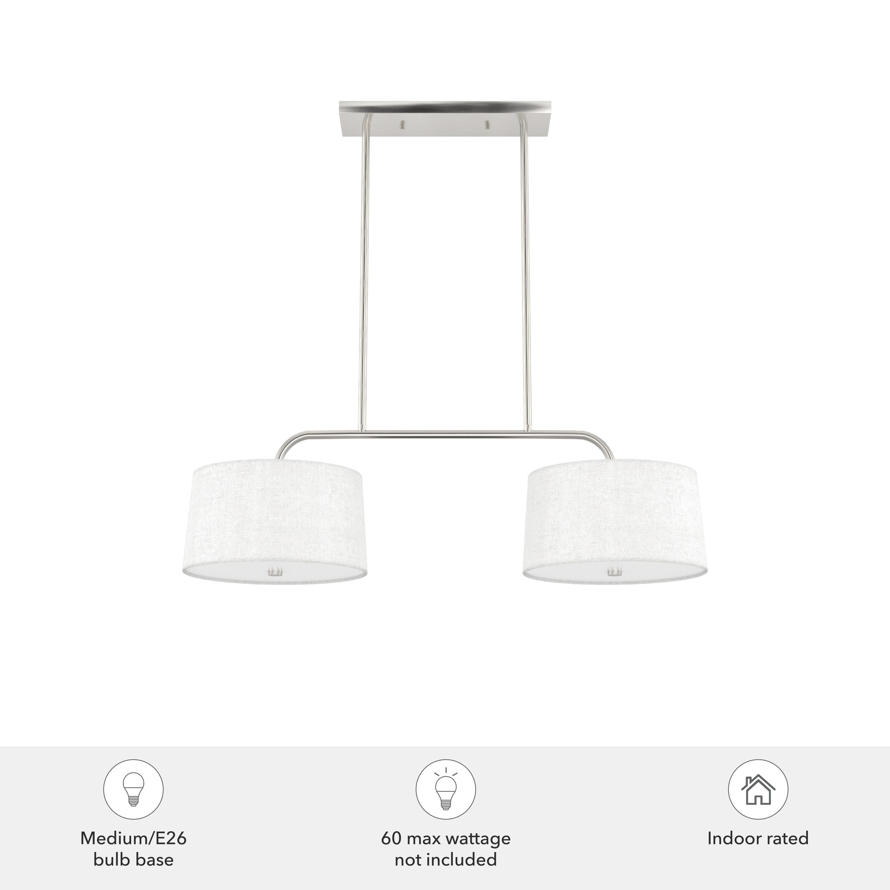 Hunter - Cottage Hill 4-light Brushed Nickel, Large Chandelier, Dimmable, Modern Style, Linear Shaped, for Bedrooms, Kitchens, Dining, Living Rooms - 19892