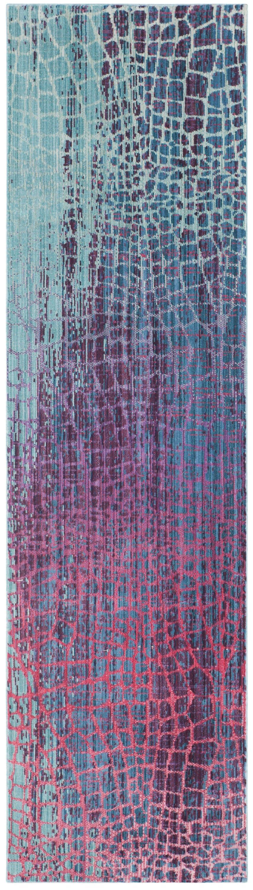 Valencia VAL204 Power Loomed Runner Rug - Blue/Fuchsia - 2'3"x10' - Safavieh.
