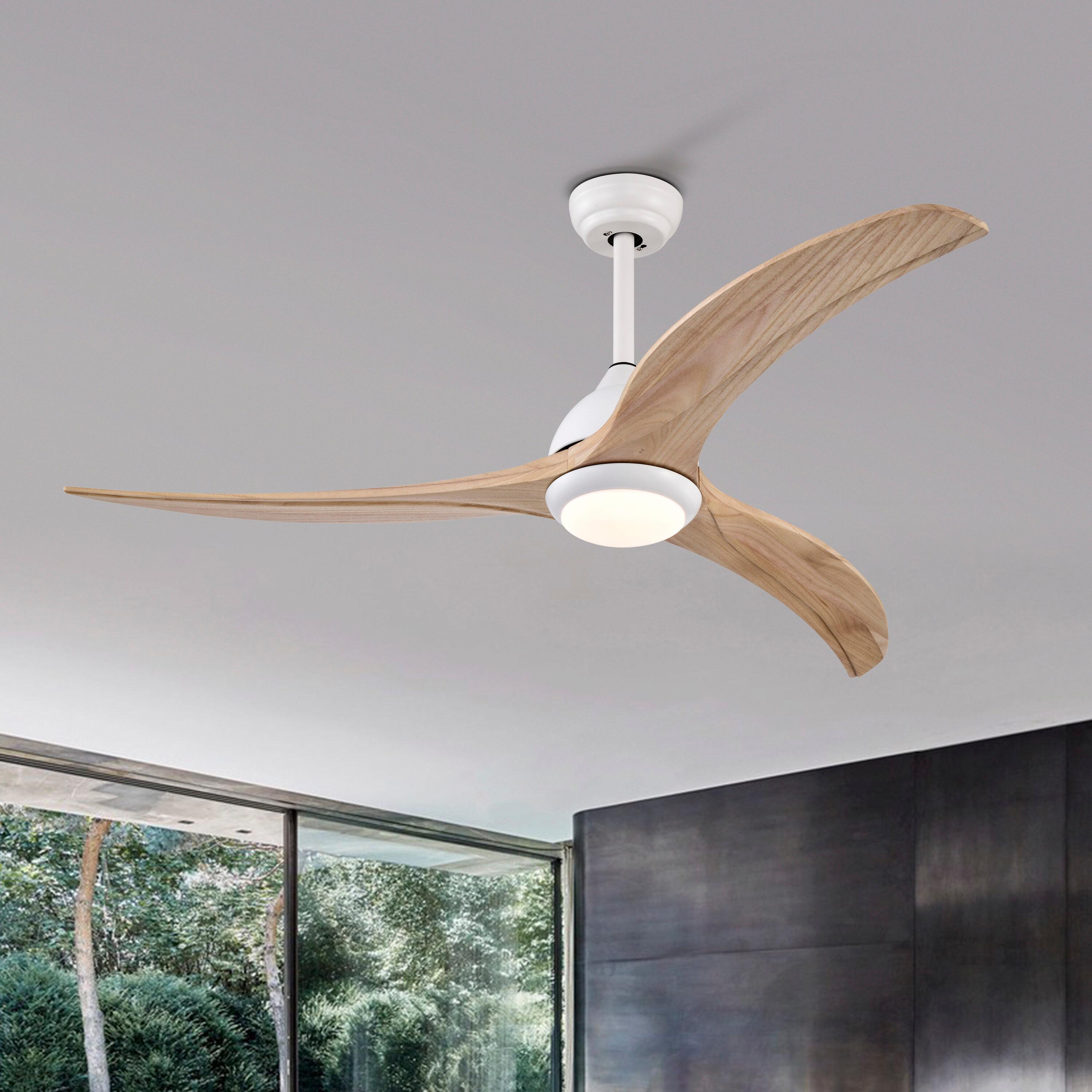 52" Ceiling Fan, Indoor Outdoor Ceiling Fan With Light with Remote Control, Noiseless Reversible Motor, 6 Speed ,3 Color ,Indoor.(Matte White)