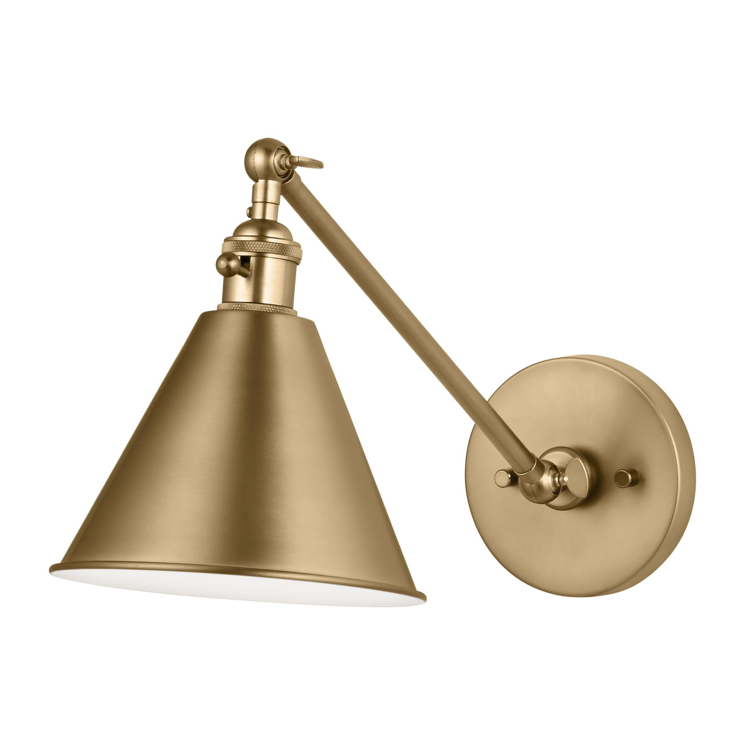 Salem 1-Light Satin Brass Wall Sconce with Satin Brass Metal Shade