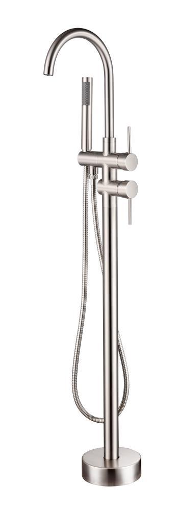Double Handle Floor Mounted Freestanding Tub Filler With Handshower