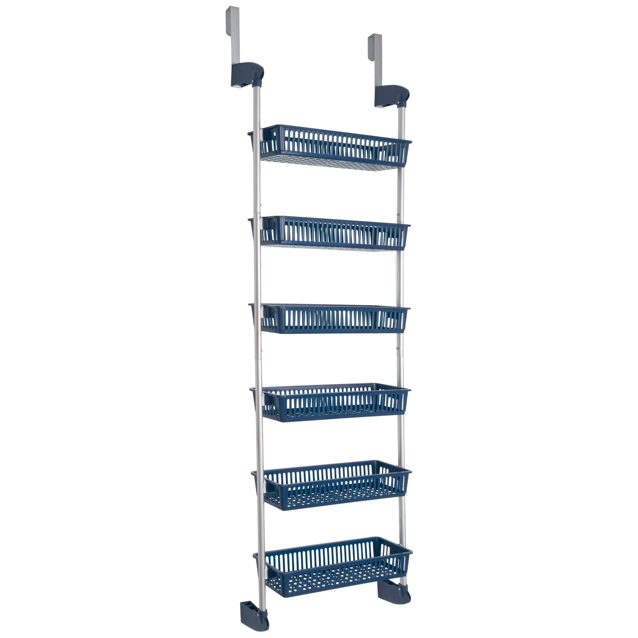Smart Design 6-Tier Over the Door Pantry Organizer Blue