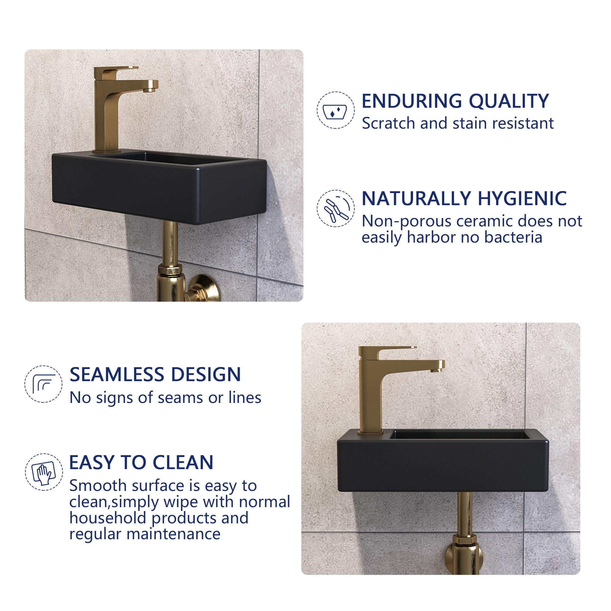 Liberty 14.57'' x 7'' Vitreous China Rectangular Wall Mount Bathroom Sink with Left Faucet Hole for Small Space